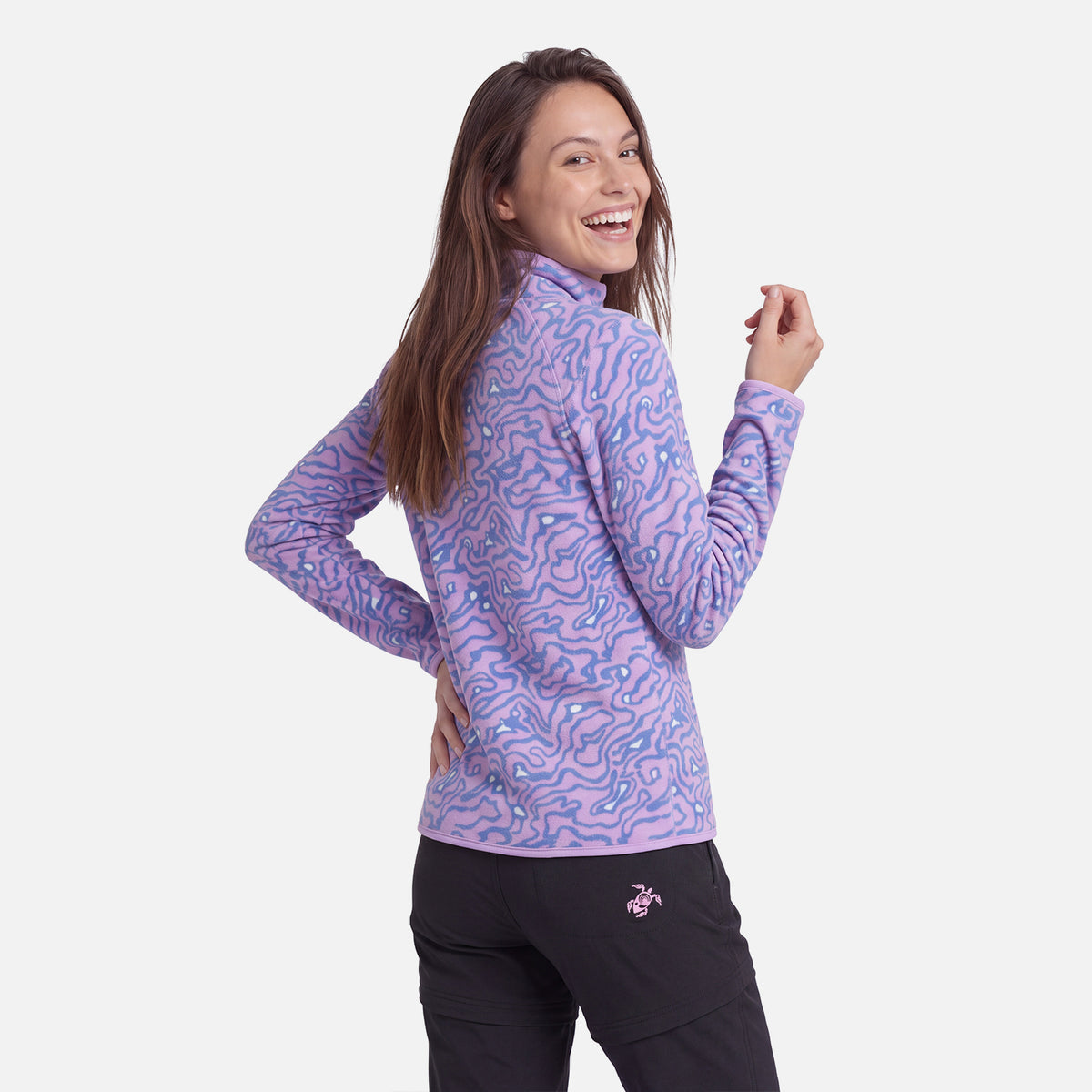 Polerón Mujer Taina Full Zip Print Malva Haka Honu