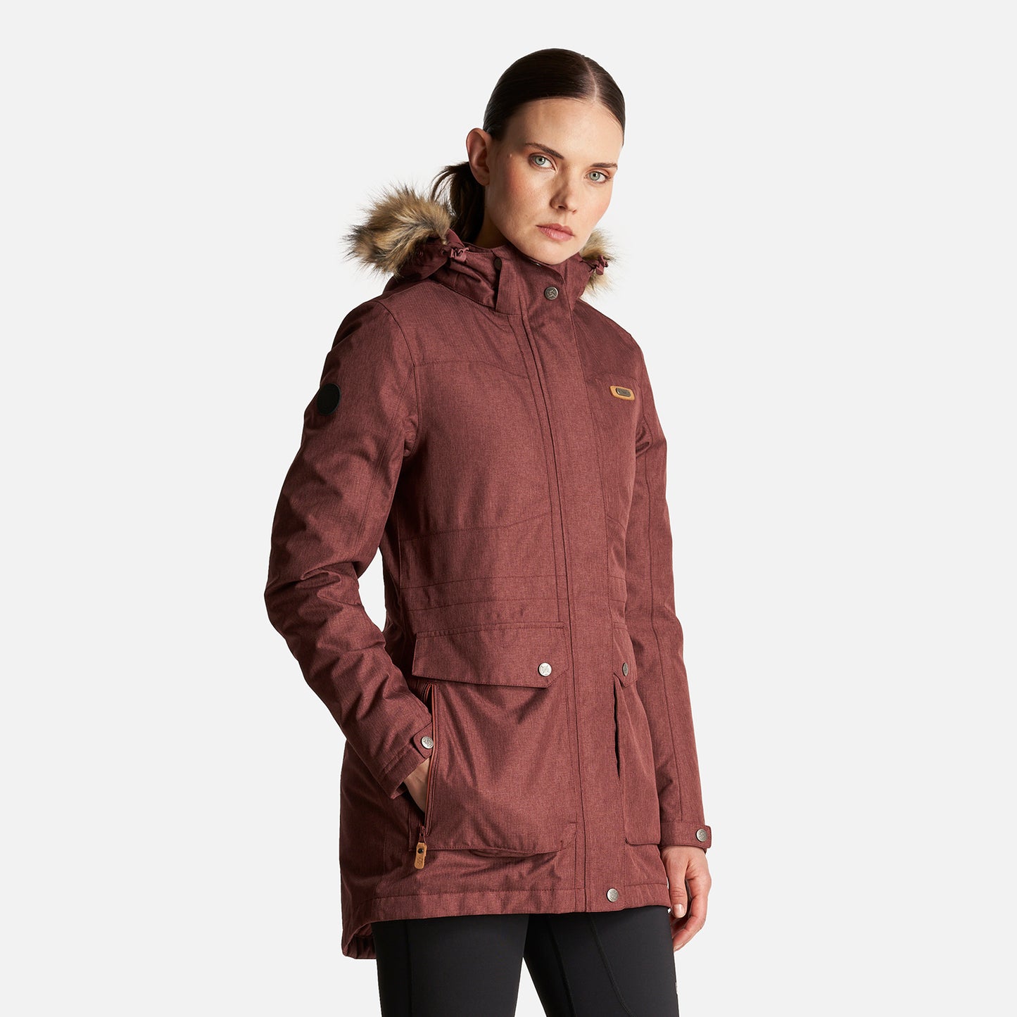 Chaqueta Mujer Roble B-Dry Hoody Jacket Melange Vino Lippi