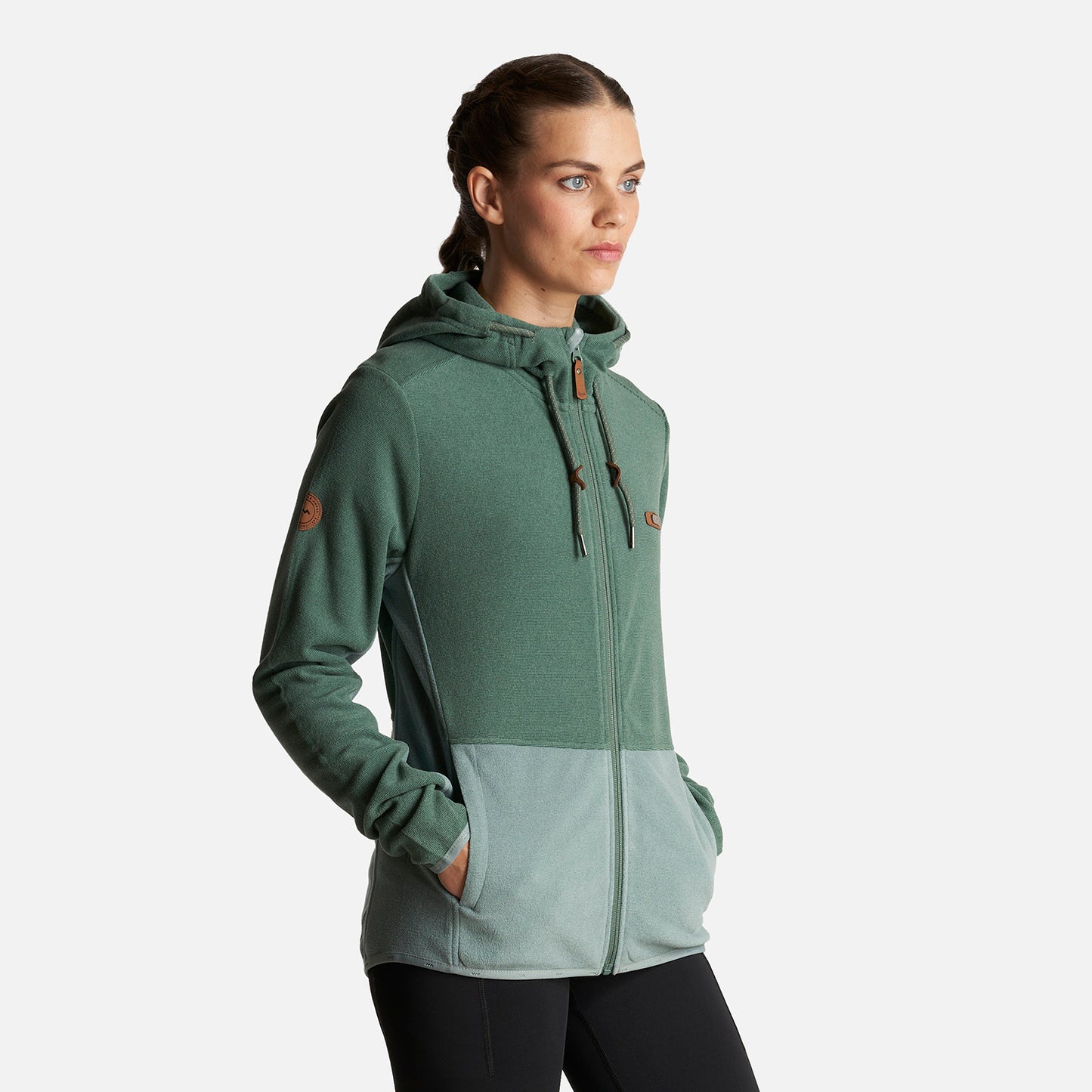 Poleron Mujer Stripes Nano-F Full Zip Hoody Verde Botella Lippi