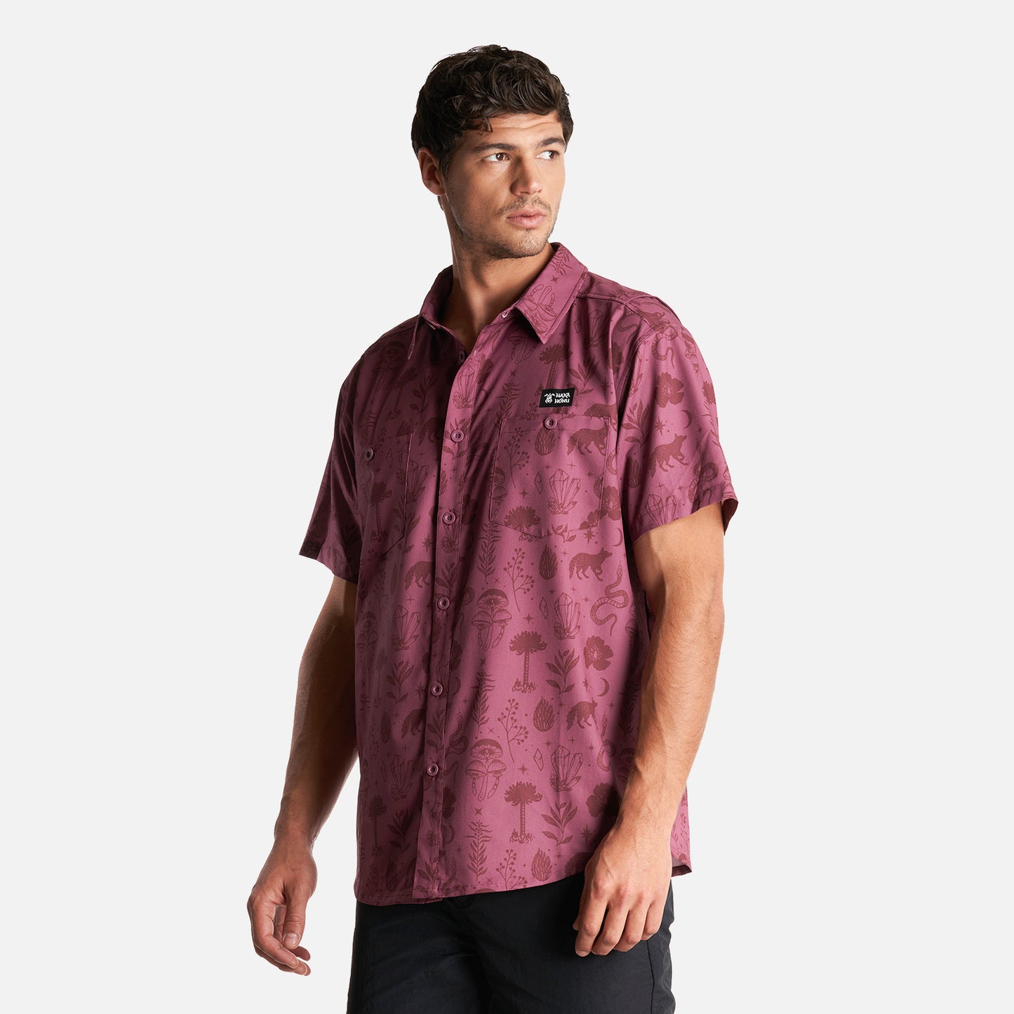 Camisa Hombre Cumbre Manga Corta Morado Haka Honu