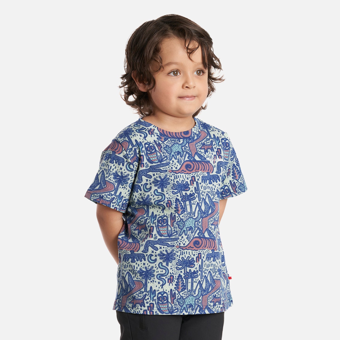 Polera Niño Tucuquere Print Verde Grisaceo Haka Honu