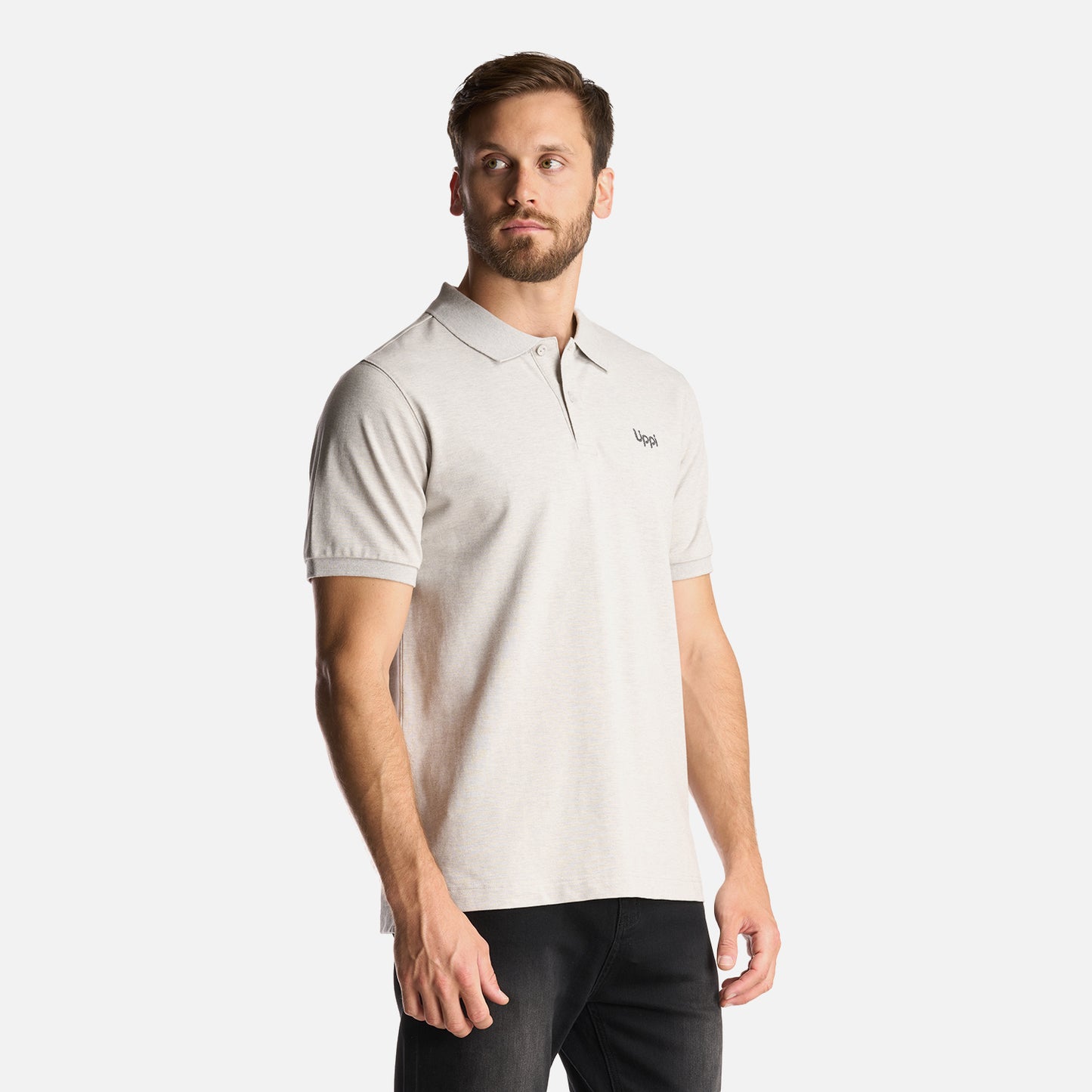 Polera Hombre First Class Elastic Polo Melange Gris Claro Lippi