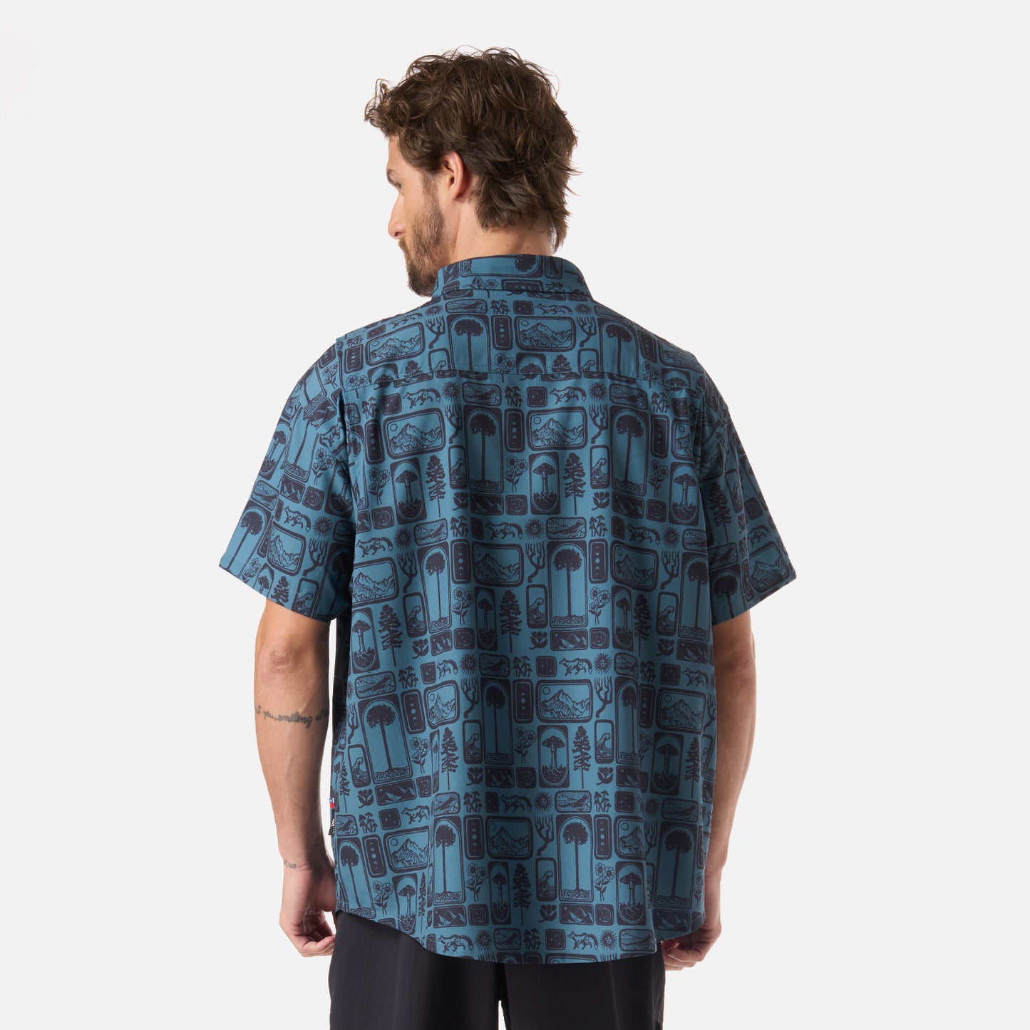 Camisa Hombre Cumbre Manga Corta Print Turquesa Haka Honu