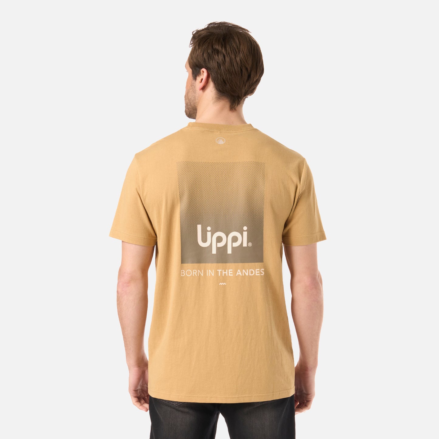 Polera Hombre Logo Lippi Back Print T-Shirt Camel Lippi