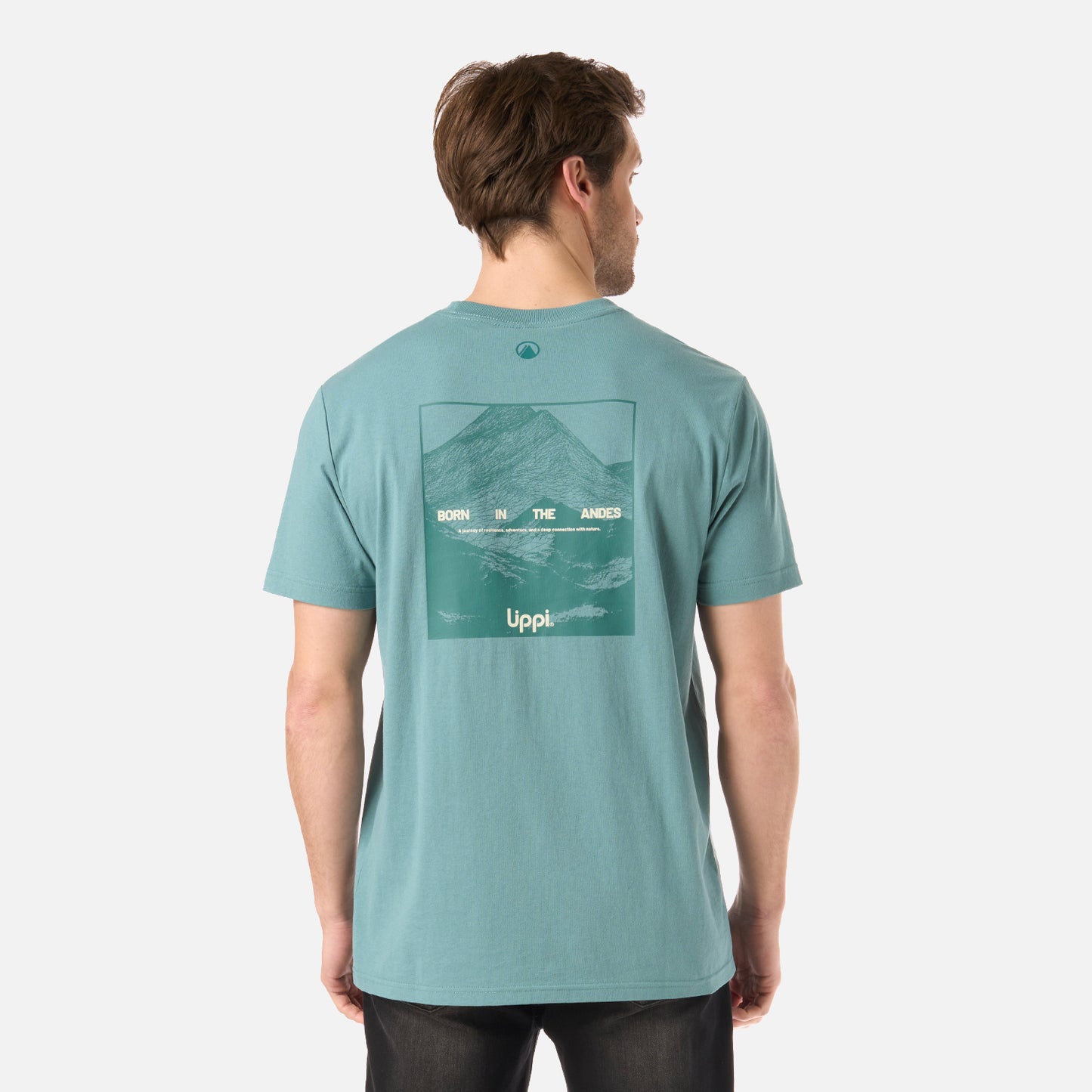 Polera Hombre Logo Lippi Back Print T-Shirt Turquesa Lippi