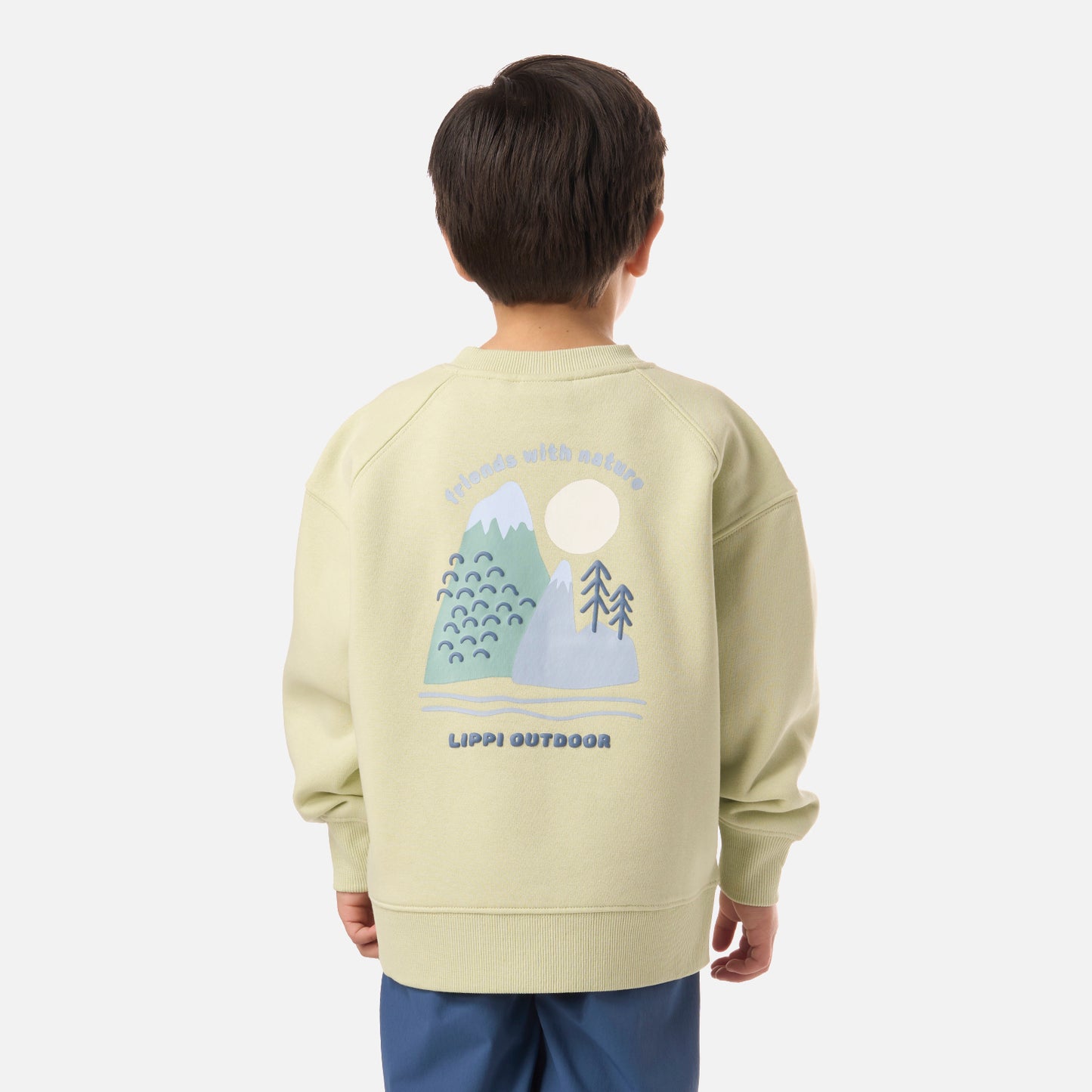 Polerón Niño Insigne Sweatshirt Oversize Gris Claro / Verde Agua Lippi