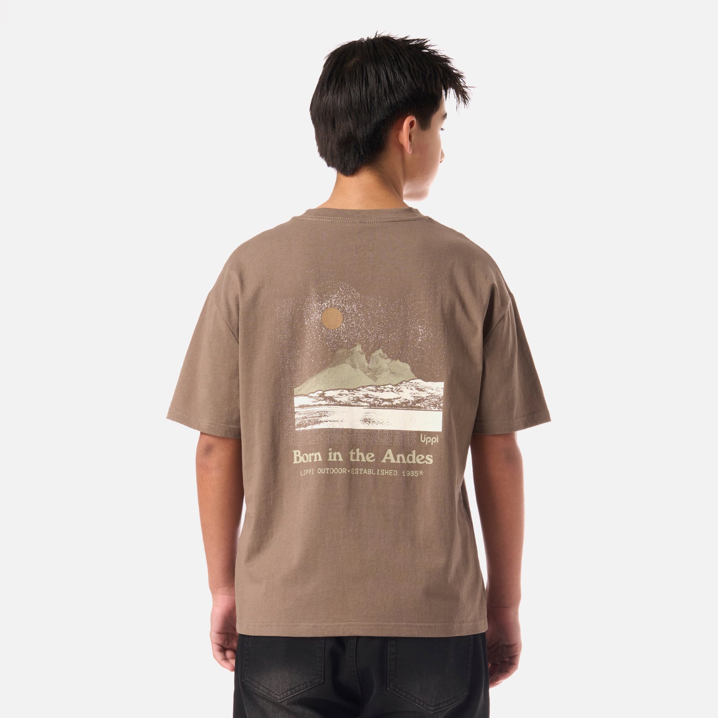 Polera Teen Boy Mountain Trip Oversize T-Shirt Café Lippi