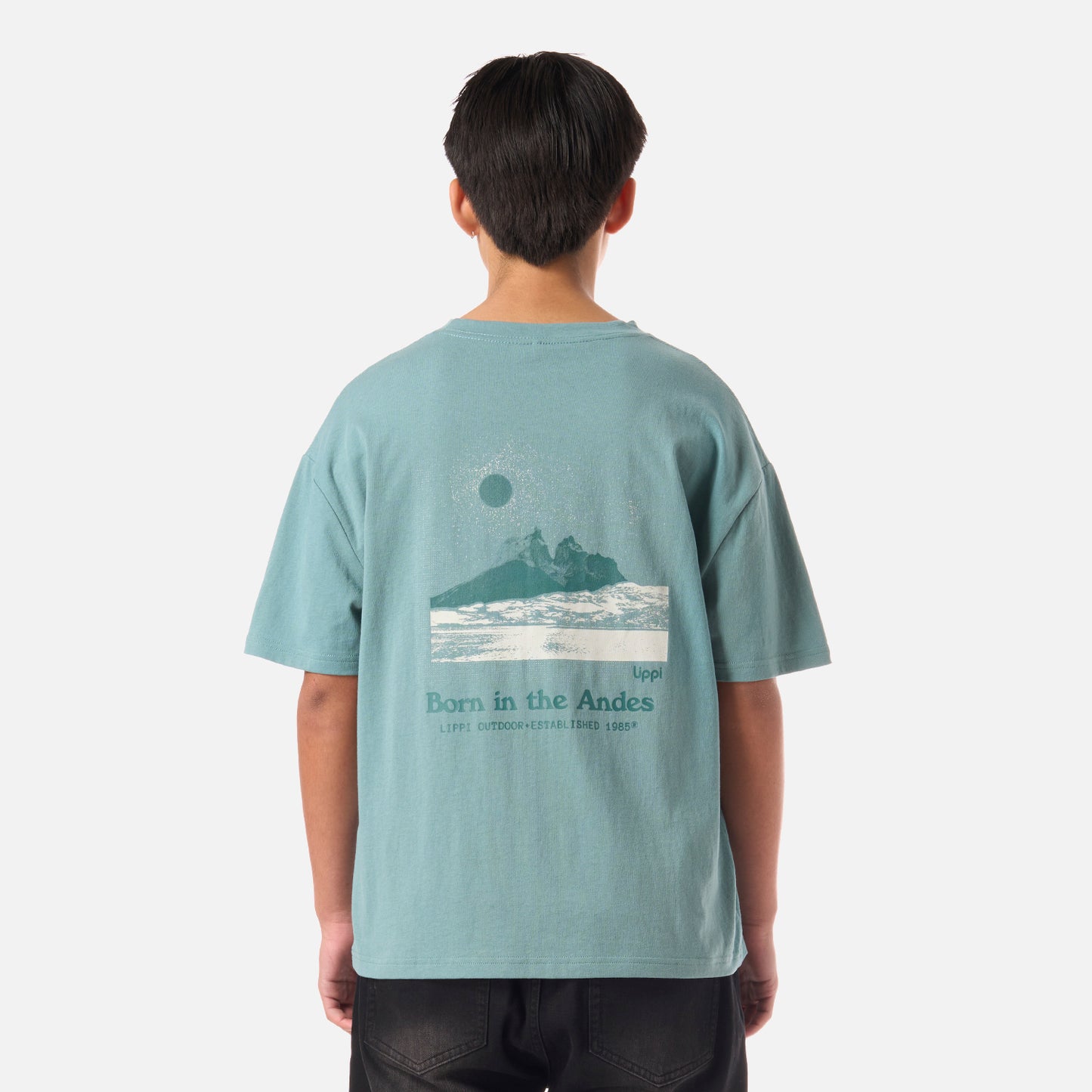 Polera Teen Boy Mountain Trip Oversize T-Shirt Turquesa Lippi