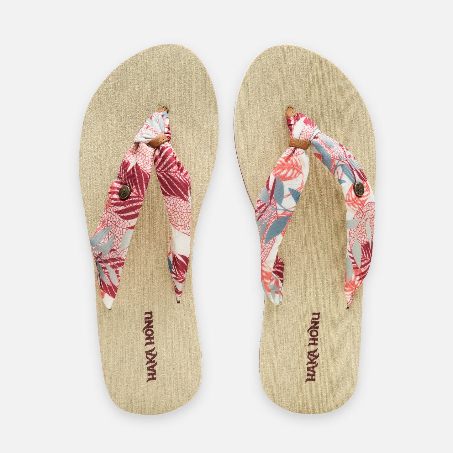 Sandalia Mujer Shancleta Crema Burdeo Haka Honu