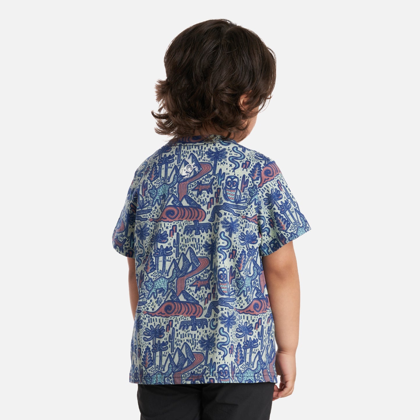 Polera Niño Tucuquere Print Verde Grisaceo Haka Honu