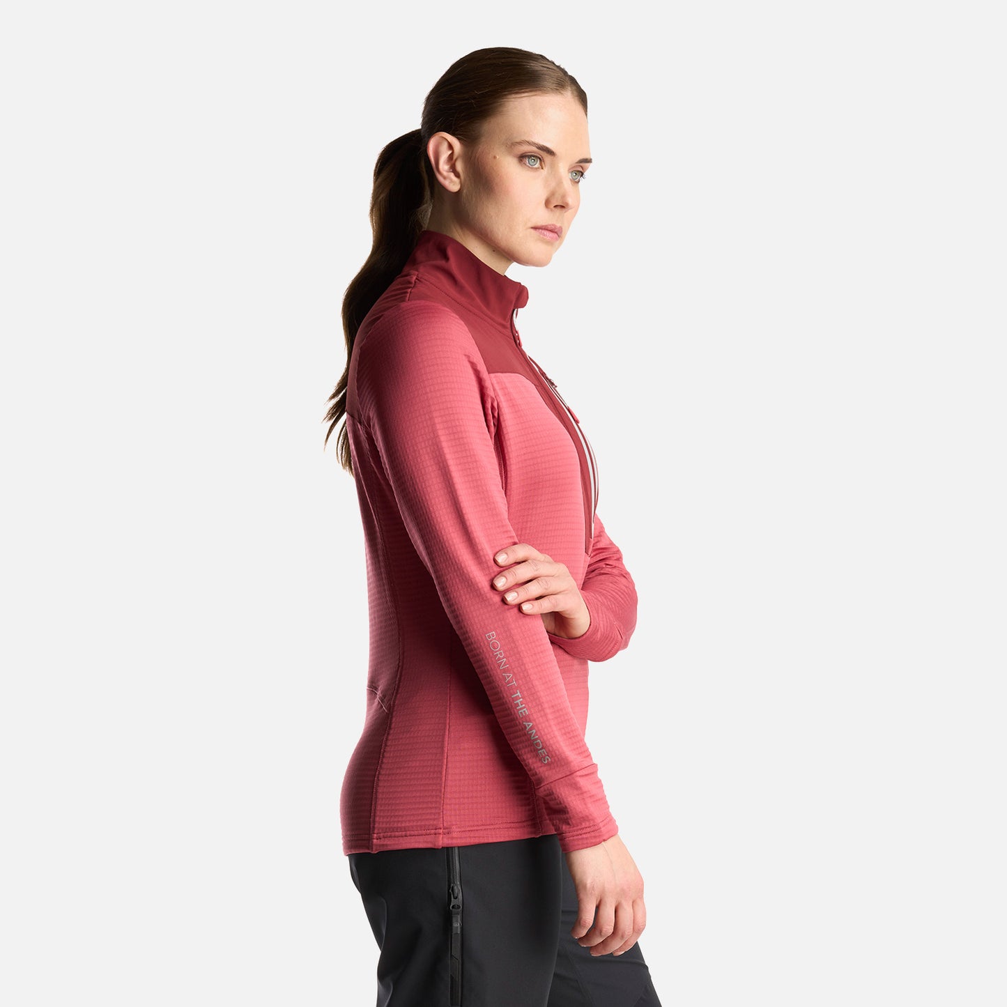 Poleron Mujer Karova Nano F 1/4 Zip Rosa Oscuro Lippi