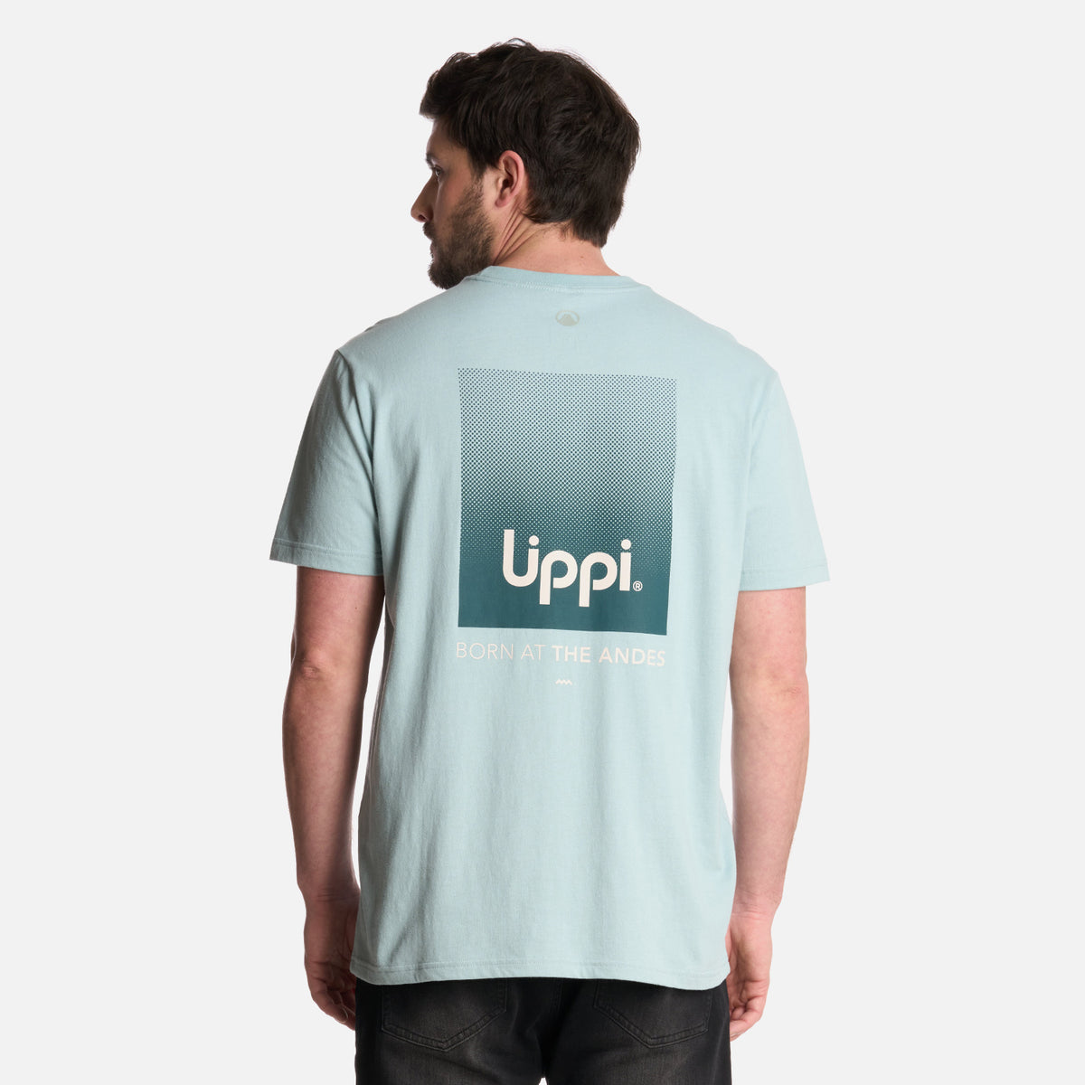 Polera Hombre Logo Lippi Back Print T-Shirt Celeste Lippi