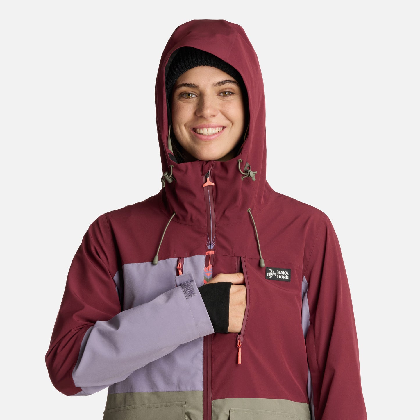 Chaqueta Mujer Viento Blanco Burdeo Haka Honu