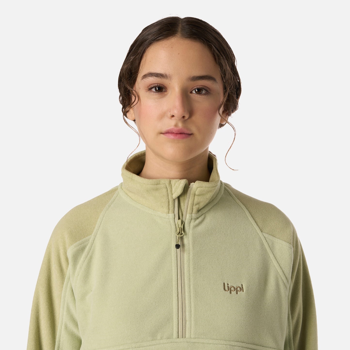 Polar Teen Girl Fireplace 1/4 Zip Sweatshirt Verde manzana Lippi