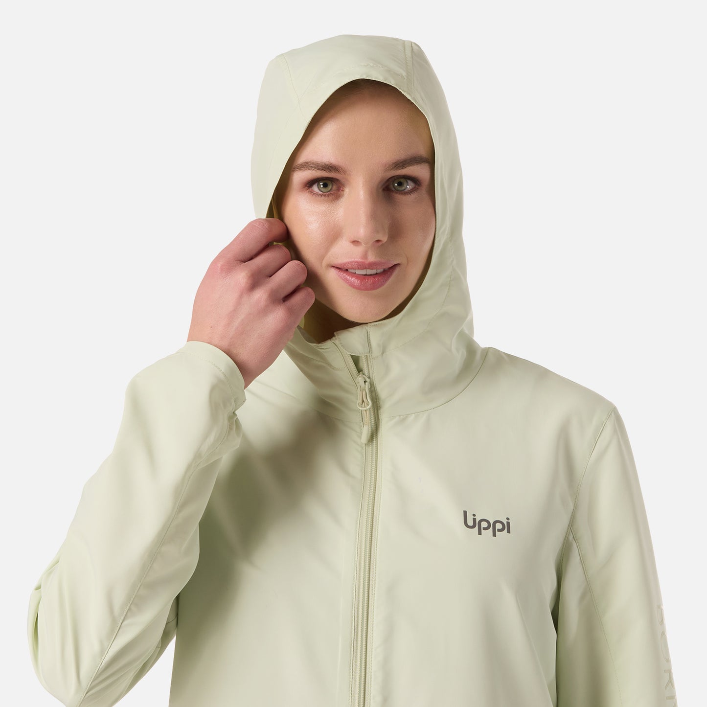 Chaqueta Mujer Nightfall Windbreaker Hoody Jacket Gris Claro / Verde Agua Lippi