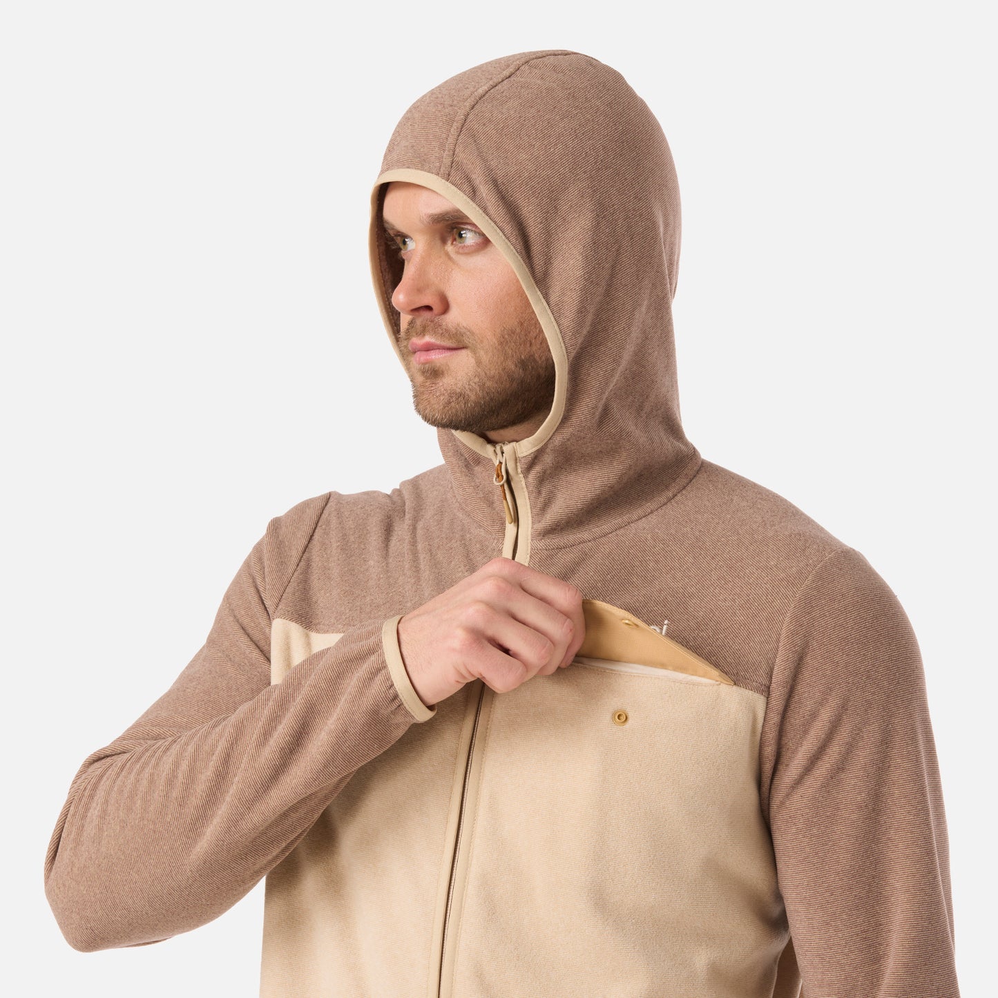 Polar Hombre Fireplace Full Zip Hoody Sweatshirt Beige Lippi
