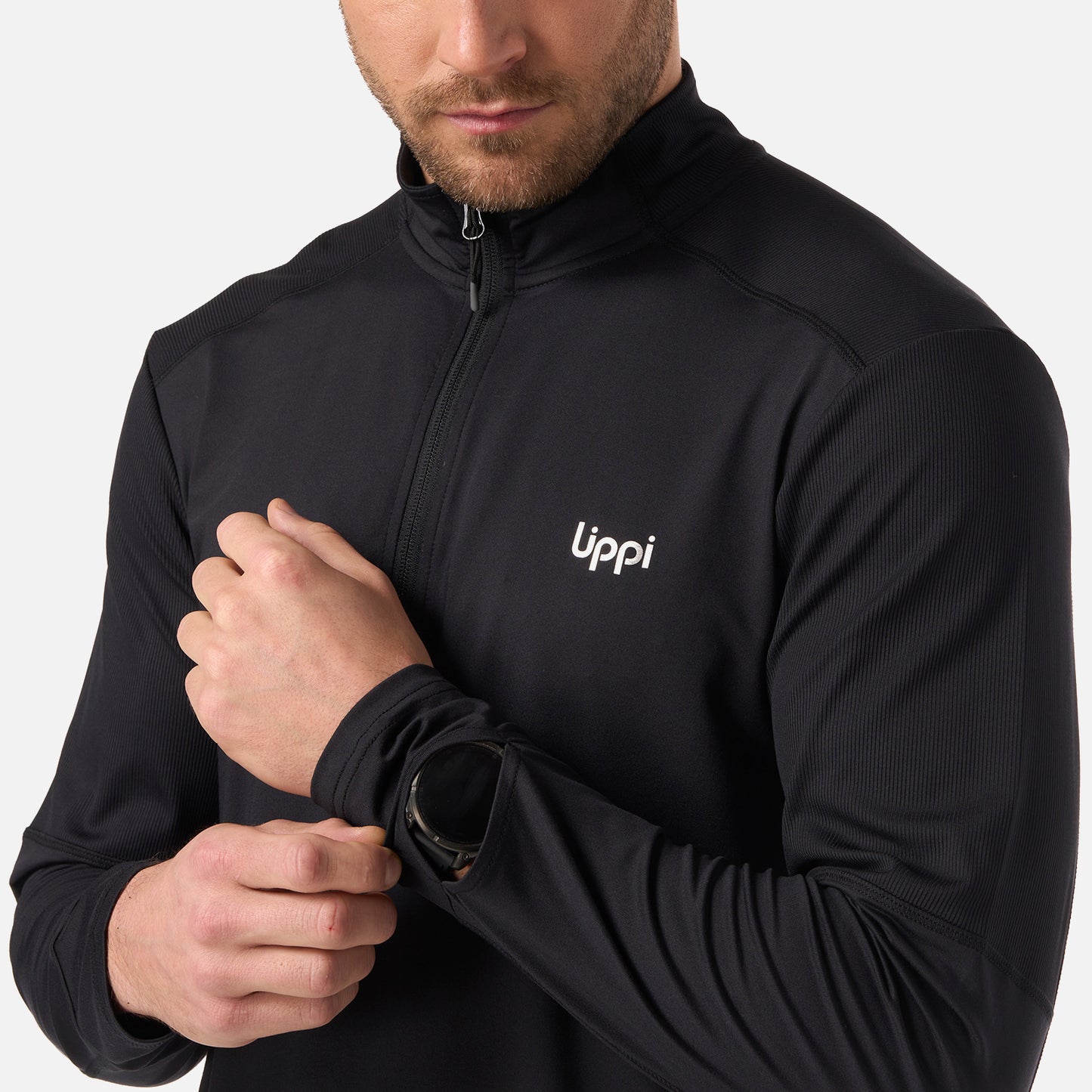 Polerón Hombre Puerto Trucco 1/4 Zip Negro Lippi