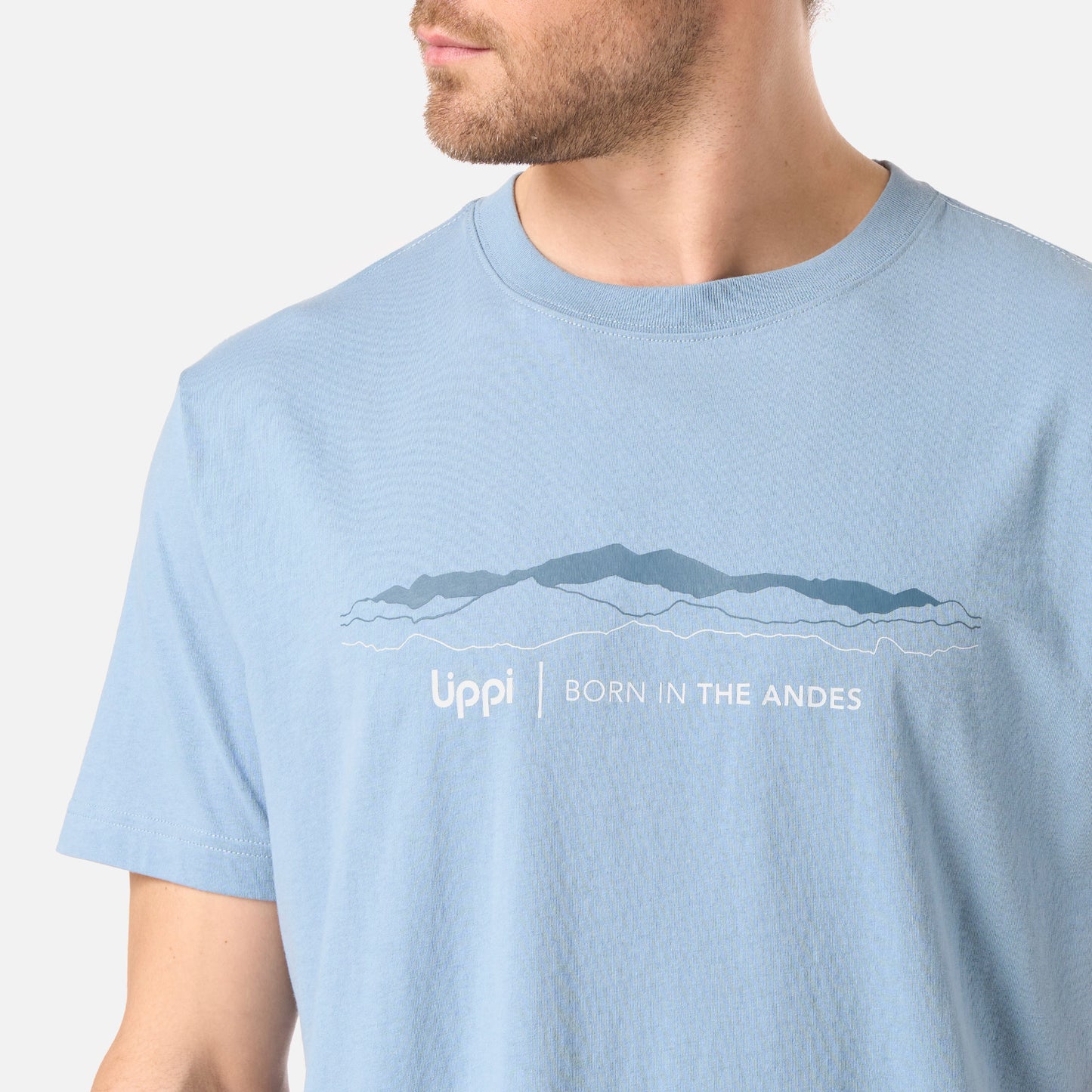 Polera Hombre Logo Lippi Front Print T-Shirt Azul Piedra Lippi