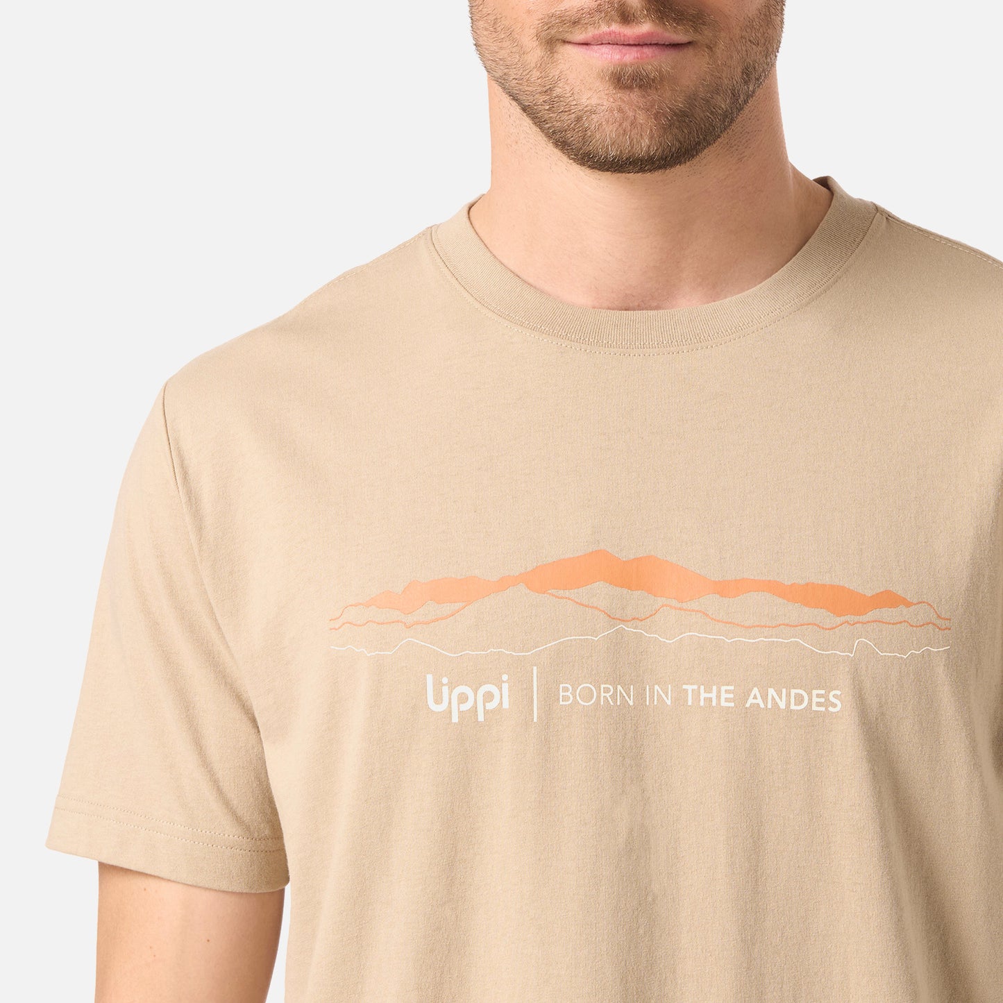 Polera Hombre Logo Lippi Front Print T-Shirt Beige Lippi