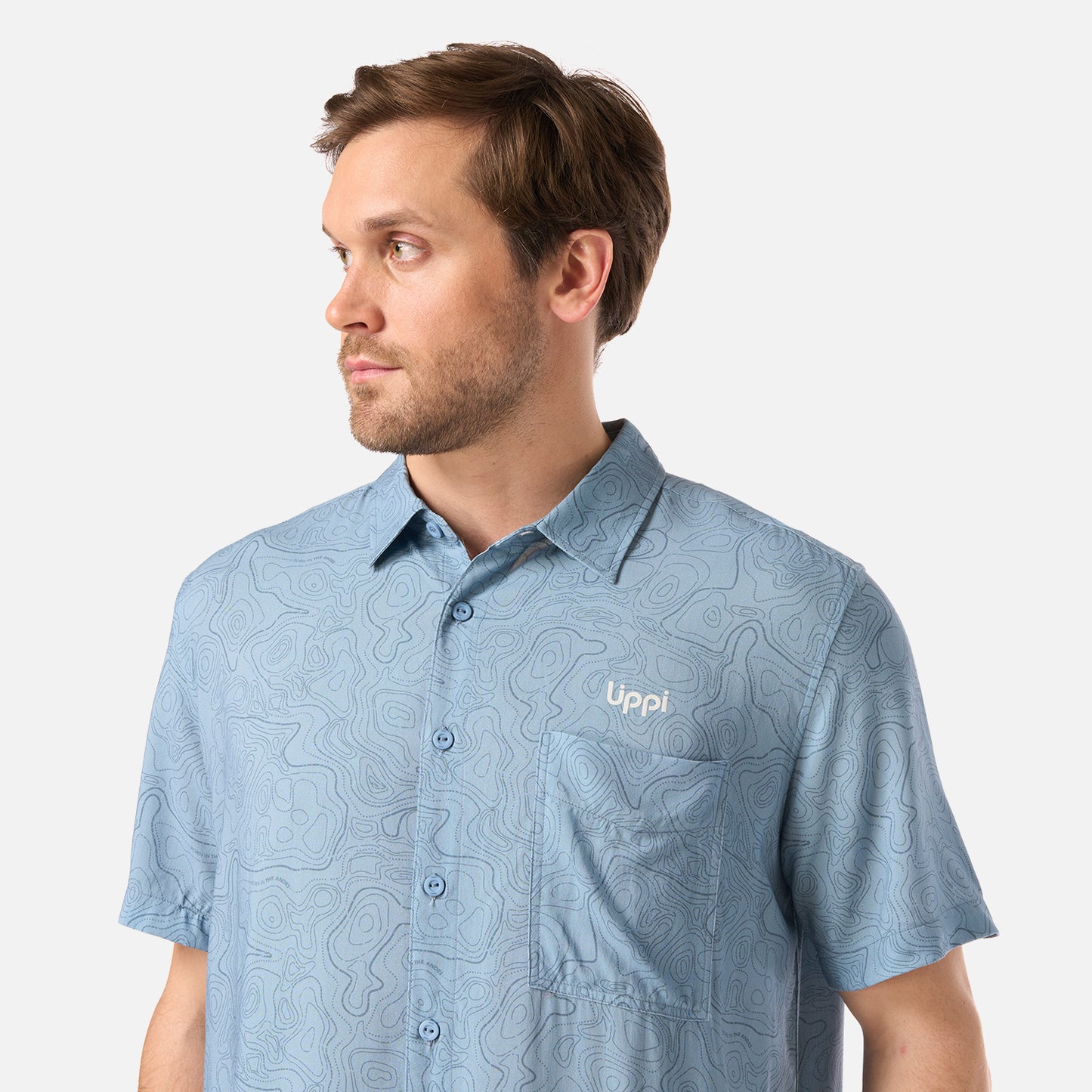 Camisa Hombre SeaSide Short Sleeve Shirt Print Azul Piedra Lippi