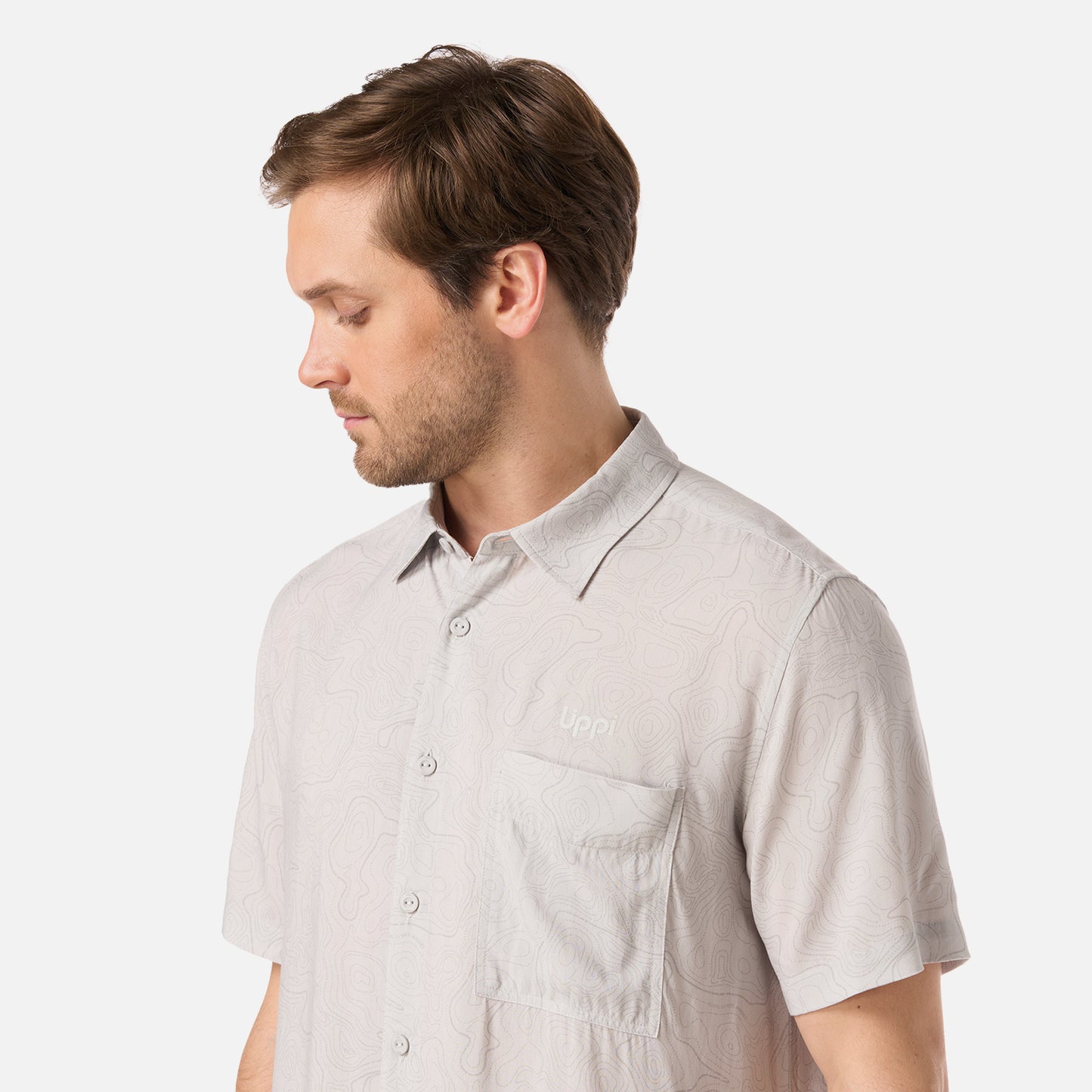 Camisa Hombre SeaSide Short Sleeve Shirt Print Gris Claro Lippi