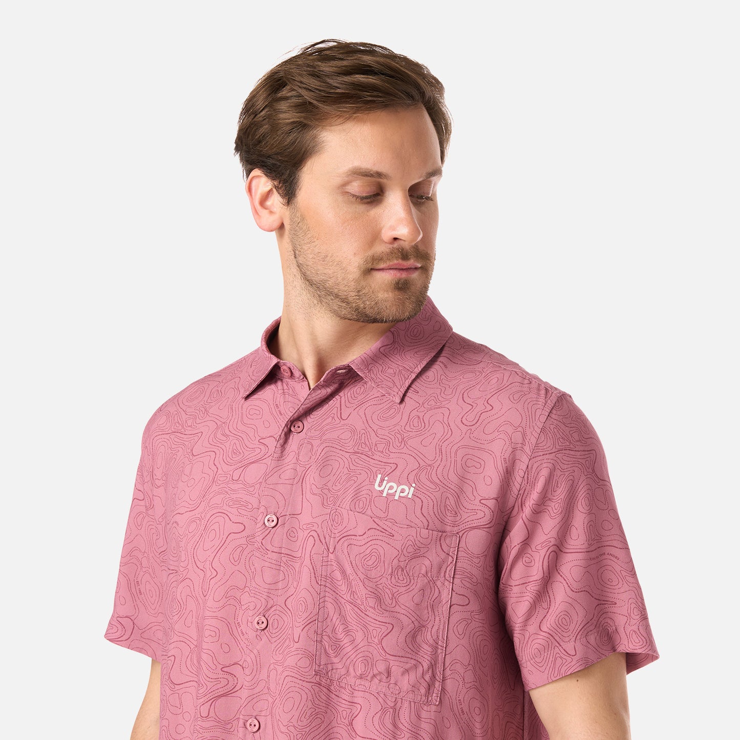 Camisa Hombre SeaSide Short Sleeve Shirt Print Rosa Oscuro Lippi