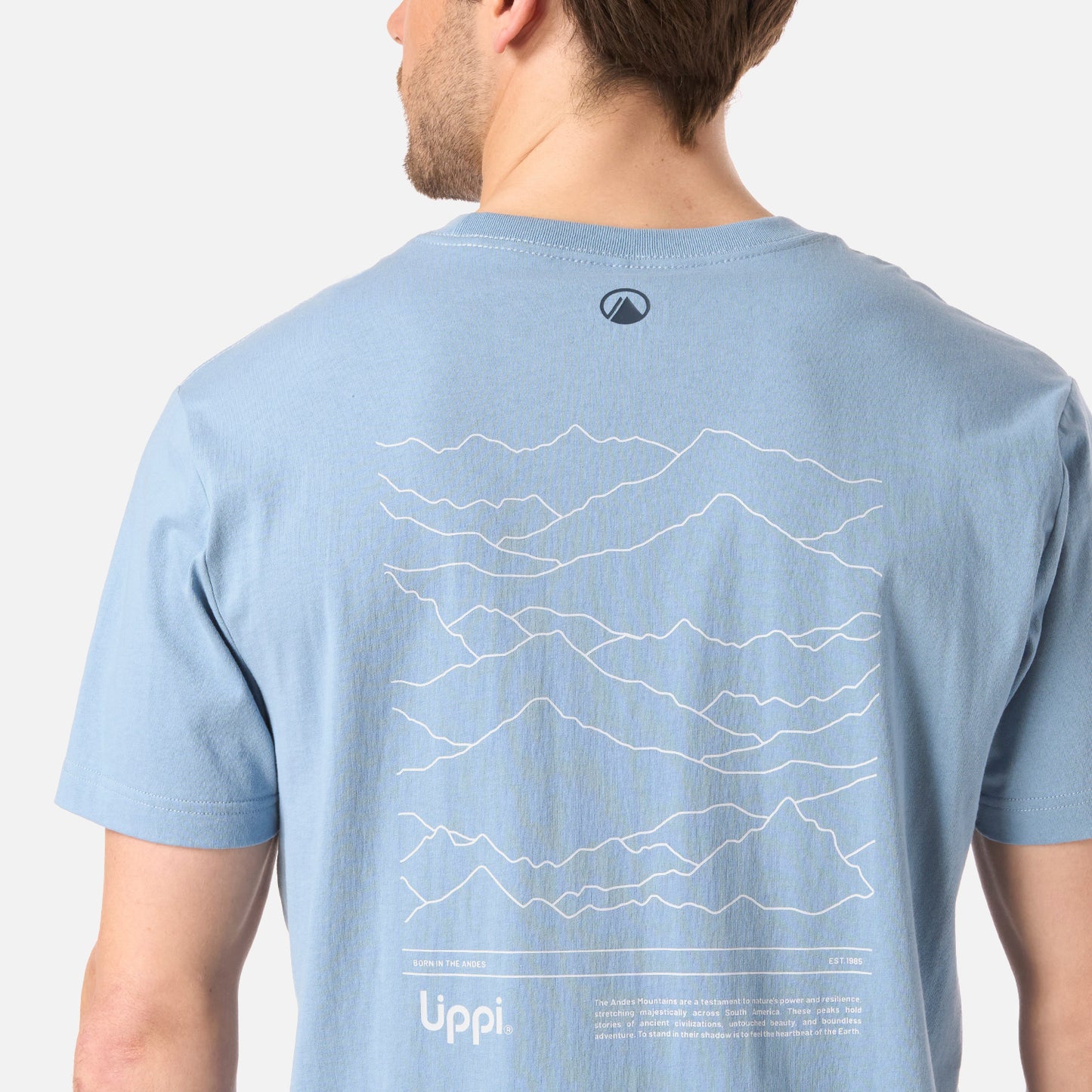 Polera Hombre Mountain Vibes T-Shirt Azul Piedra Lippi