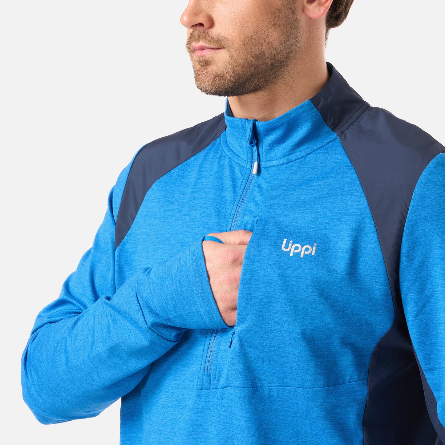 Polerón Hombre Egger 1/4 Zip Azulino Lippi