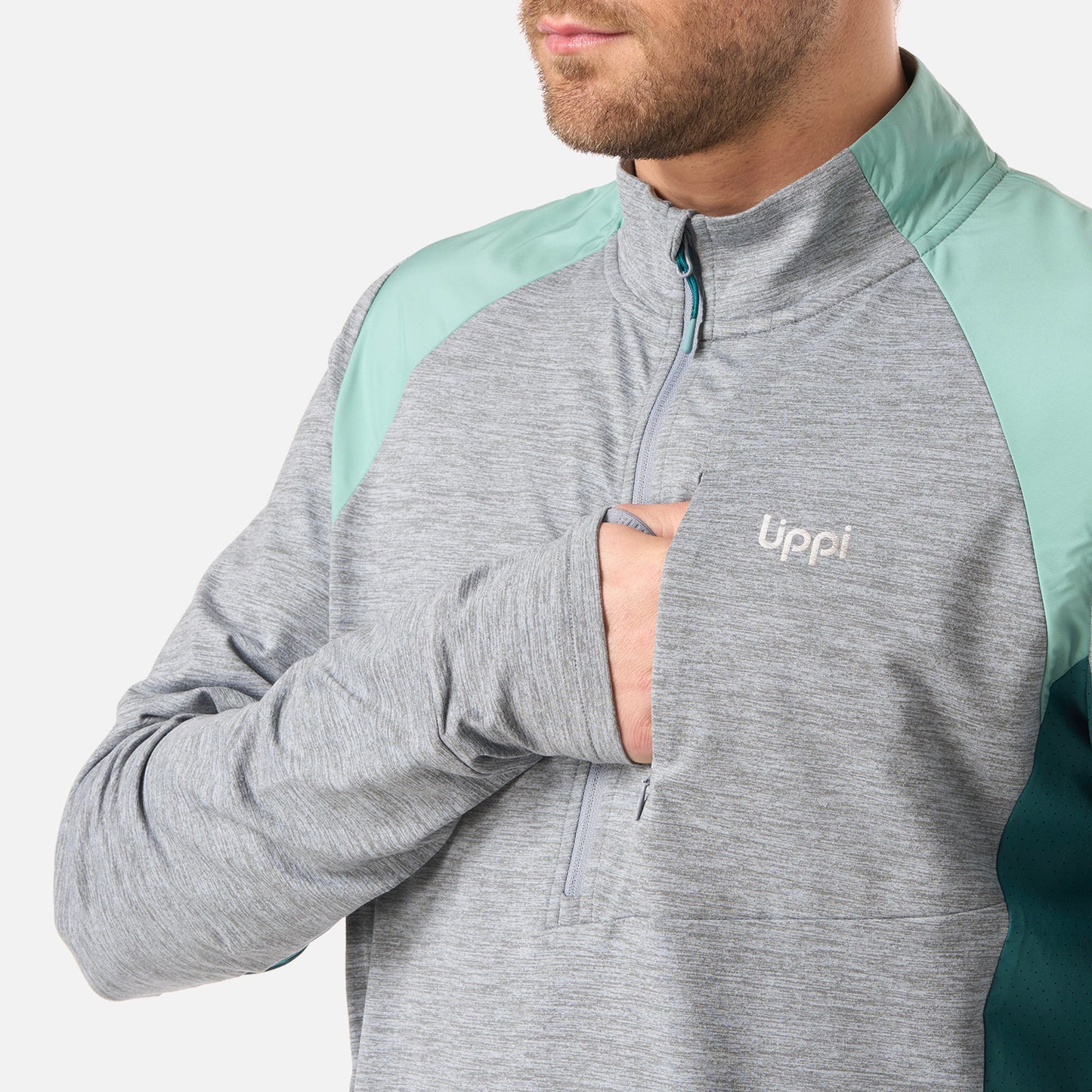 Polerón Hombre Egger 1/4 Zip Gris Lippi
