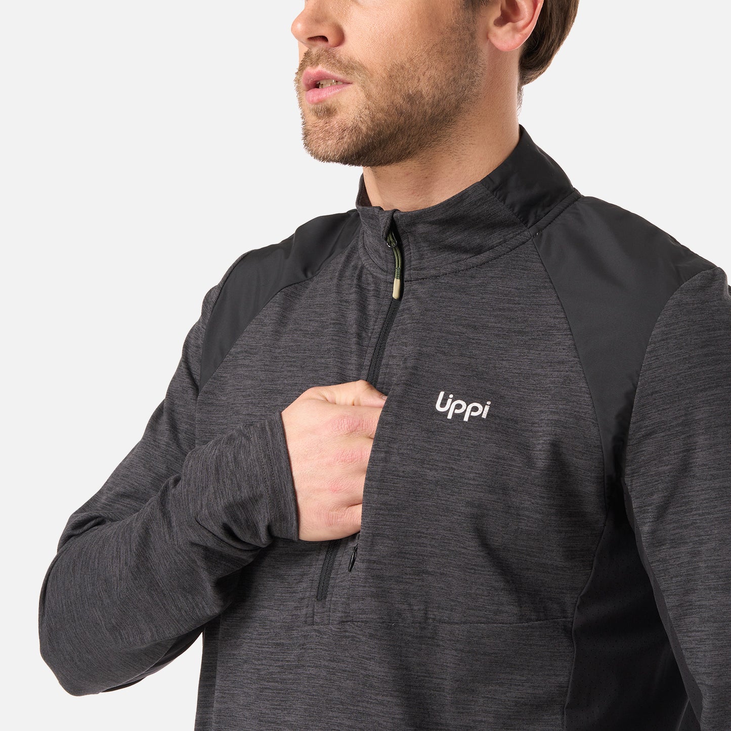 Polerón Hombre Egger 1/4 Zip Negro Lippi