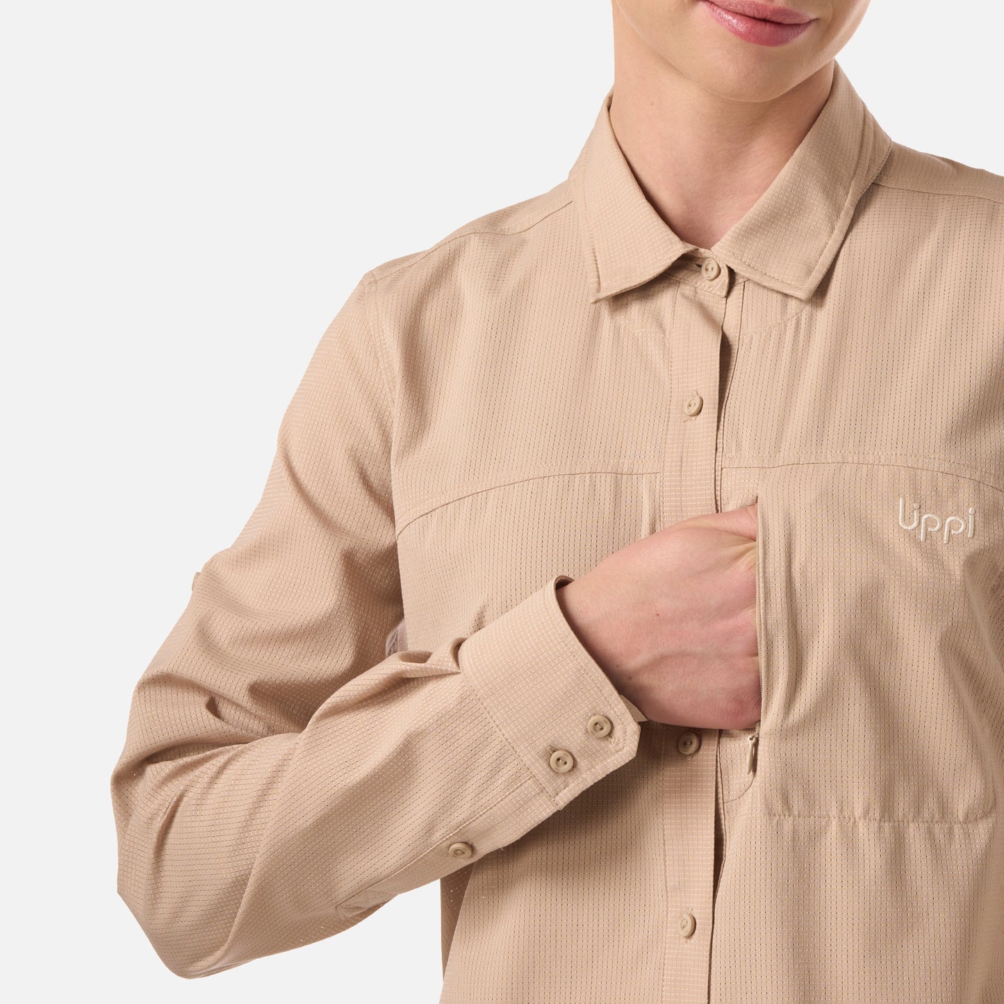 Camisa Mujer Rosselot Long Sleeve Q-Dry Shirt Beige Lippi