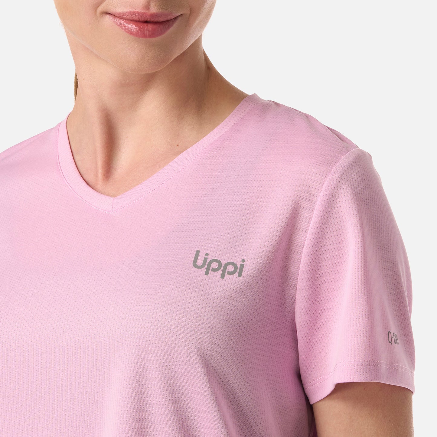 Polera Mujer Core V-Neck Q-Dry T-Shirt Rosa Lippi
