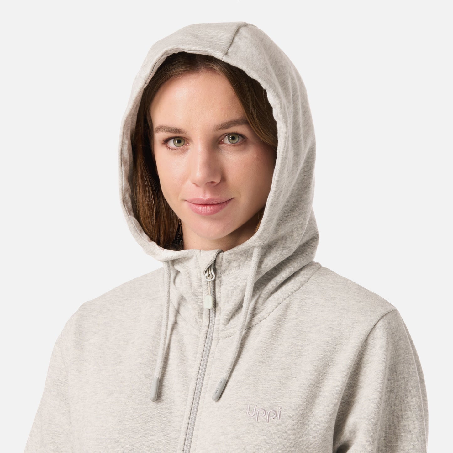 Polerón Mujer Ulmo Light Full Zip Hoody Sweatshirt Gris Melange Lippi