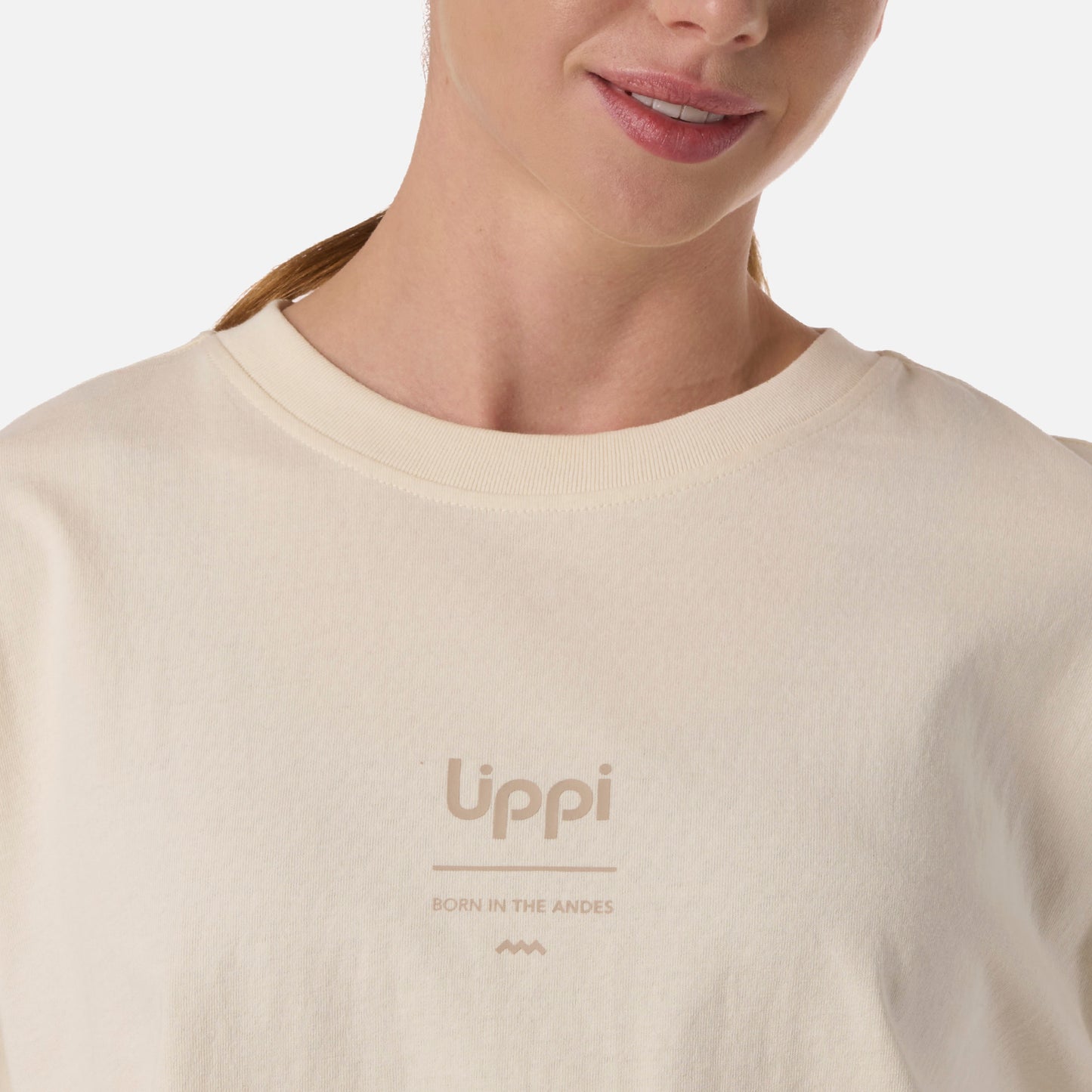 Polera Mujer Boulder Crop T-Shirt Crema Lippi