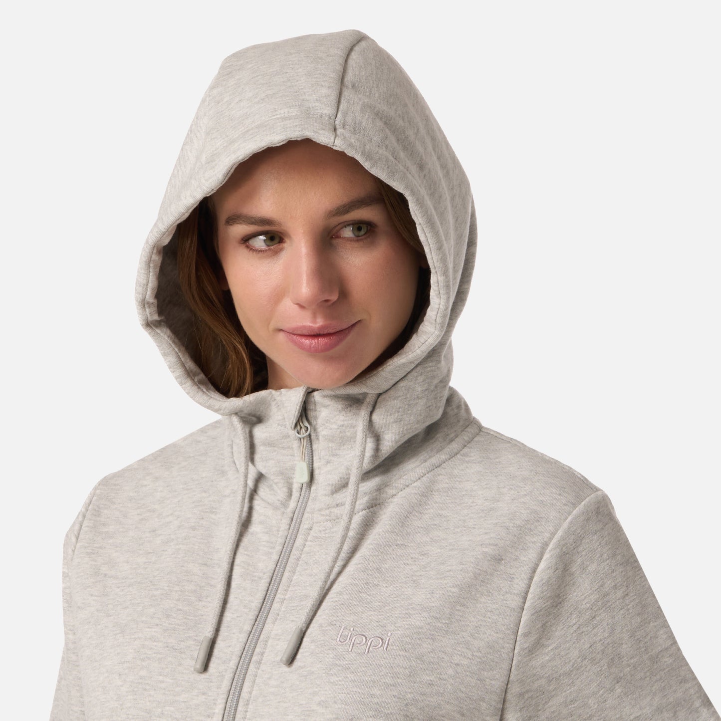 Polerón Mujer Ulmo Full Zip Hoody Sweatshirt Gris Melange Lippi