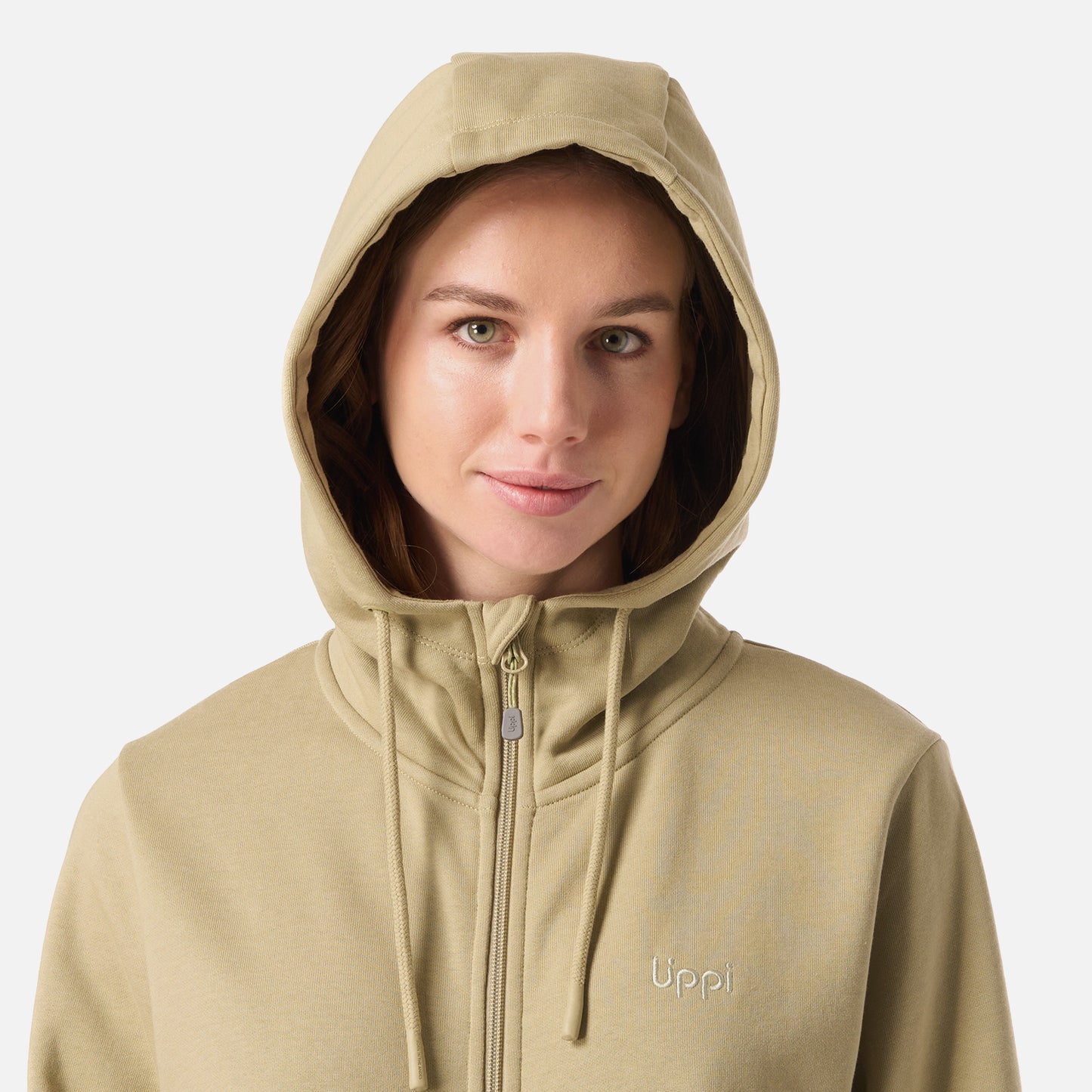 Polerón Mujer Ulmo Full Zip Hoody Sweatshirt Verde Oliva Lippi