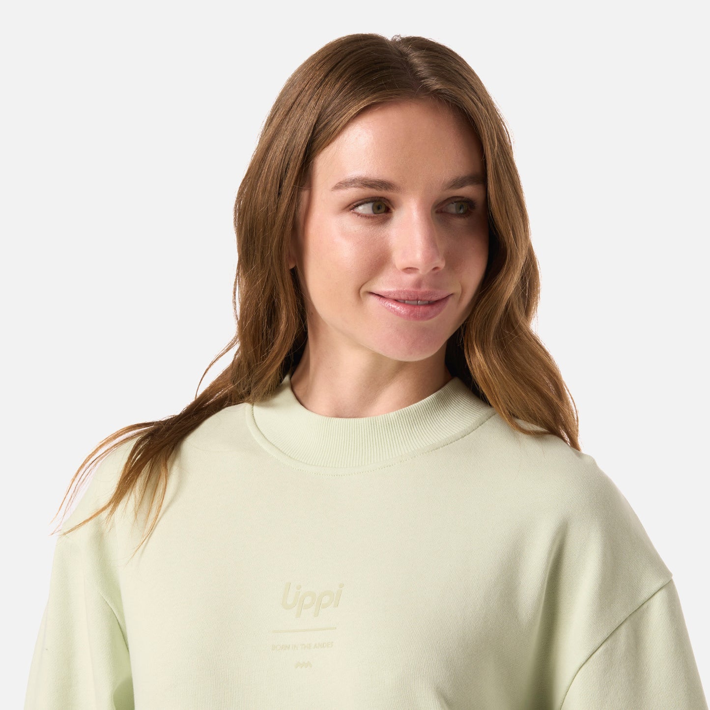 Polerón Mujer Ulmo Mid Point Crewneck Sweatshirt Gris Claro / Verde Agua Lippi