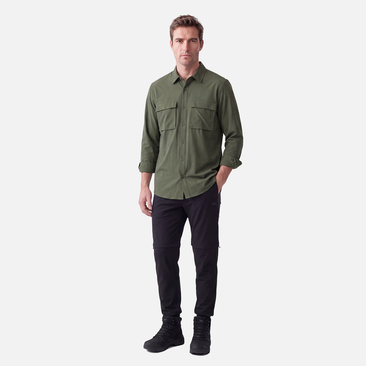 Camisa Hombre Rosselot Long Sleeve Q-Dry Shirt Verde Militar Lippi