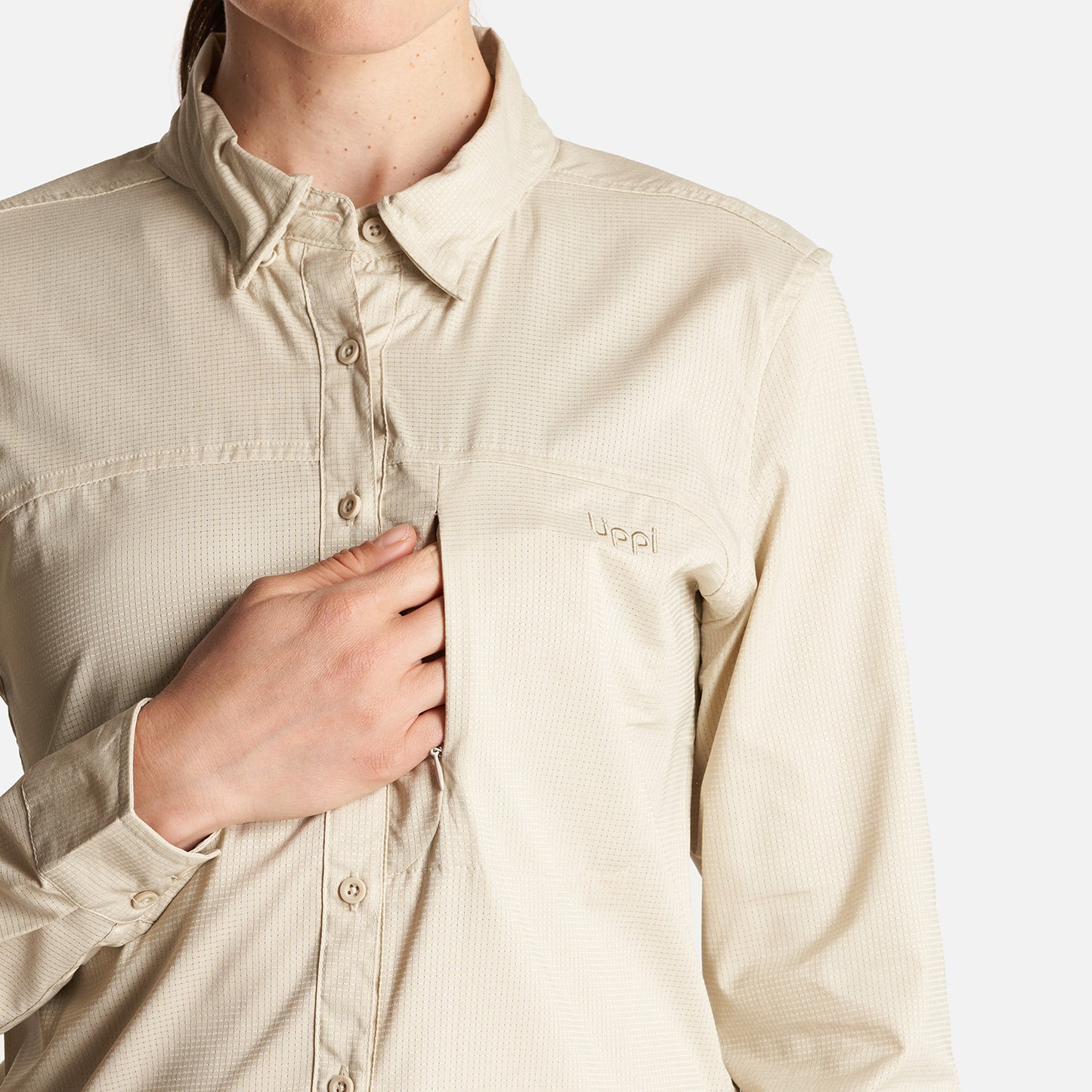 Camisa Mujer Rosselot Long Sleeve Q-Dry Shirt Crema Lippi