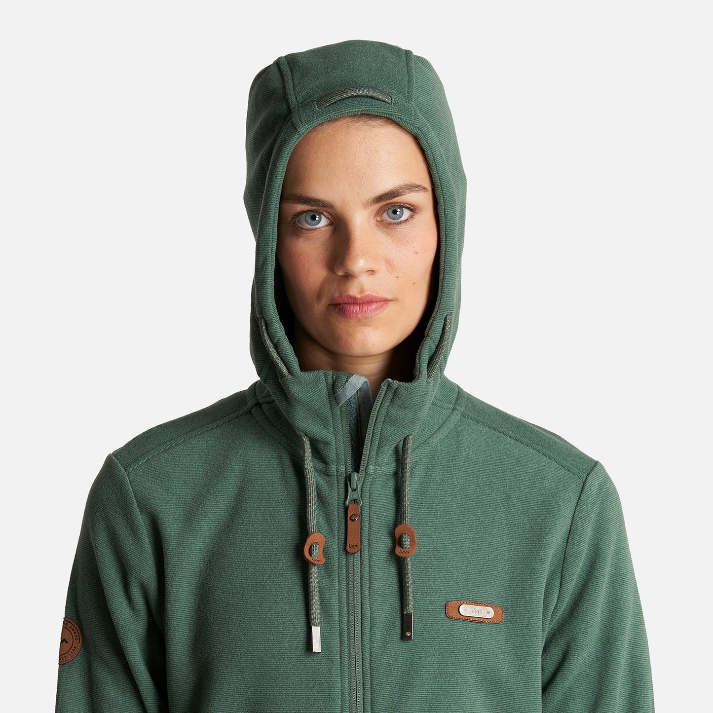 Poleron Mujer Stripes Nano-F Full Zip Hoody Verde Botella Lippi