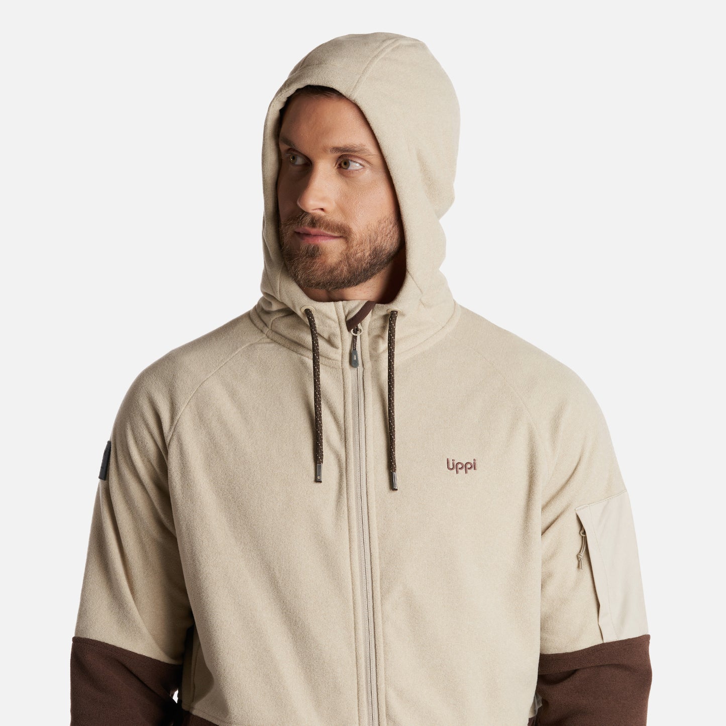 Poleron Hombre Stripes Nano-F Full Zip Hoody Crema Lippi