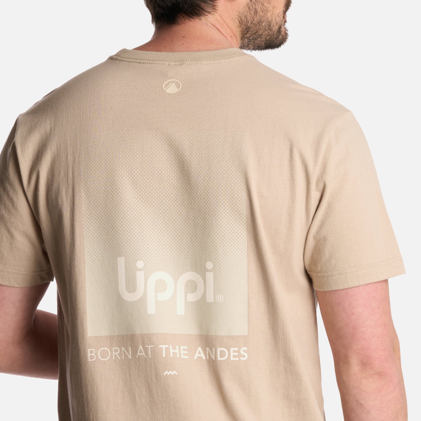 Polera Hombre Logo Lippi Back Print T-Shirt Taupe Lippi