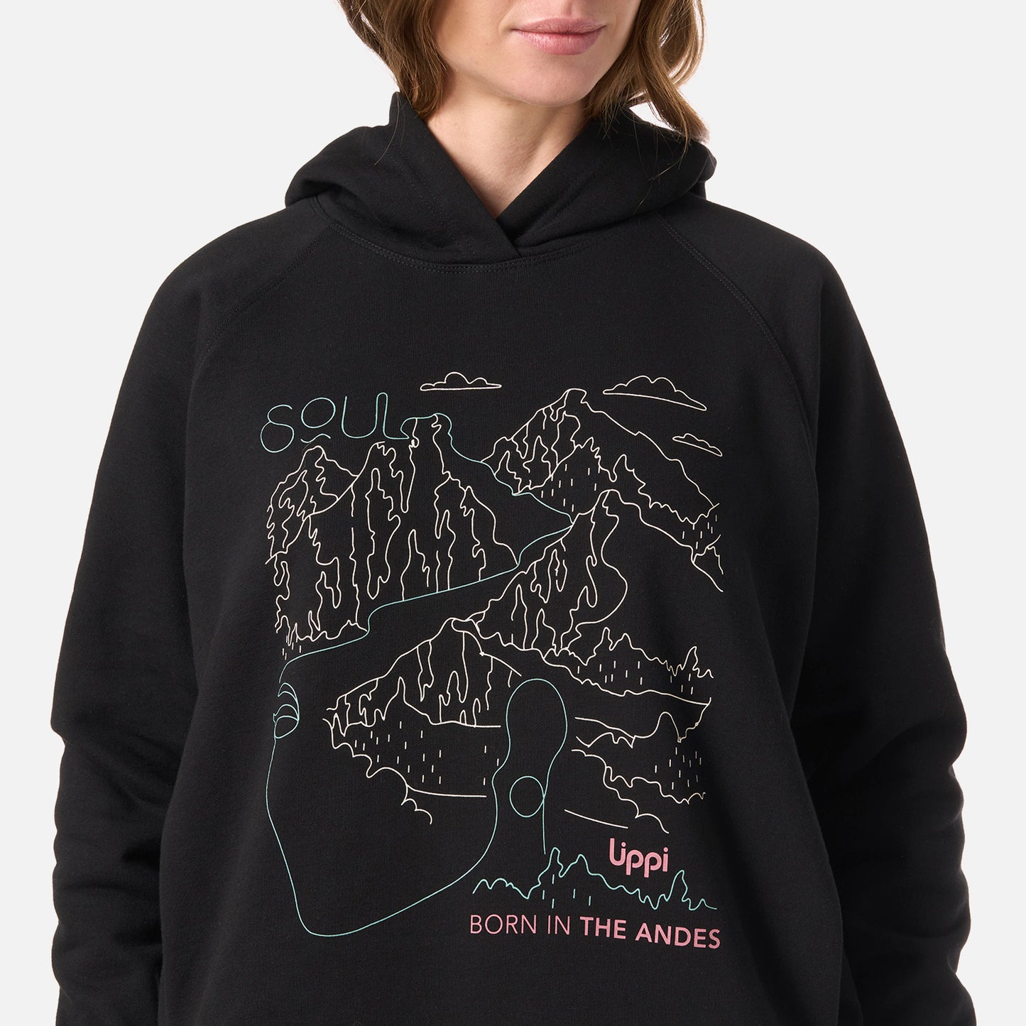 Polerón Mujer Insigne Hoody Sweatshirt Front Print Negro Lippi