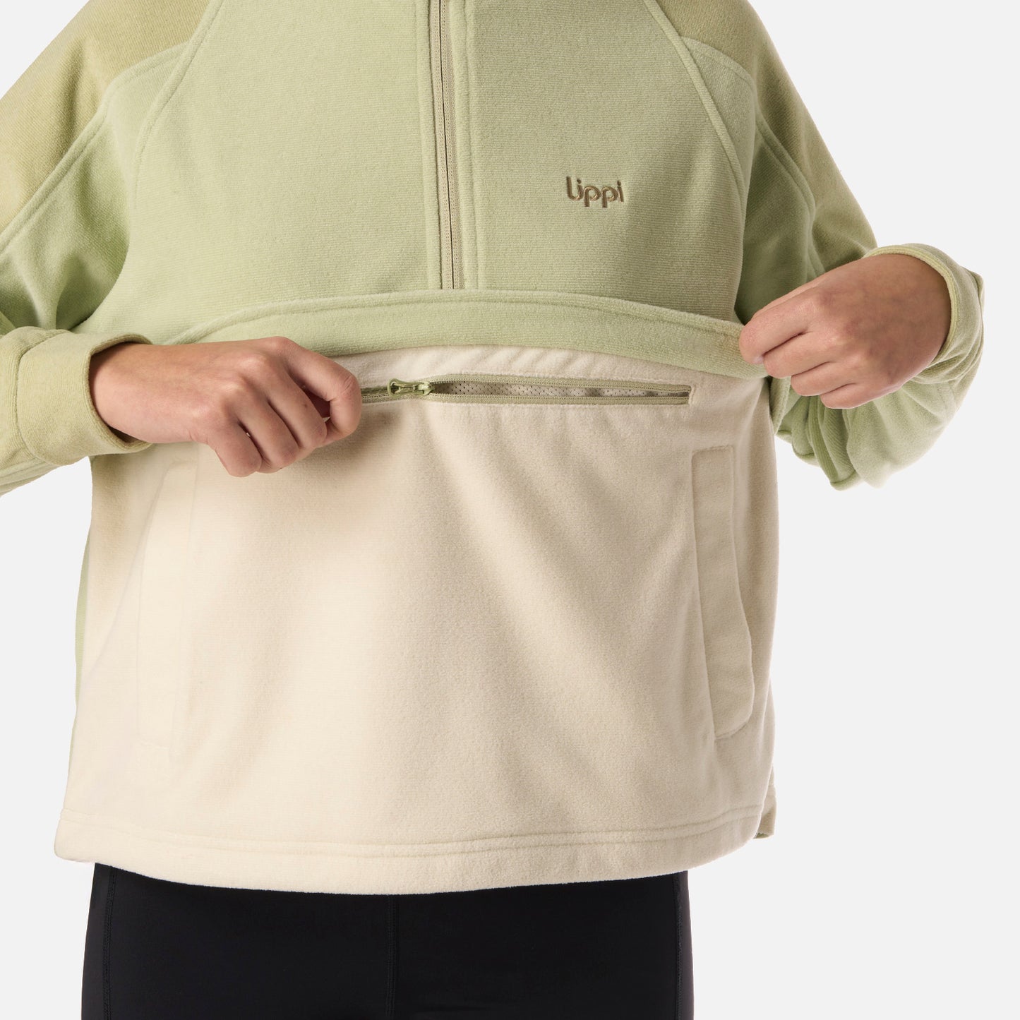 Polar Teen Girl Fireplace 1/4 Zip Sweatshirt Verde manzana Lippi