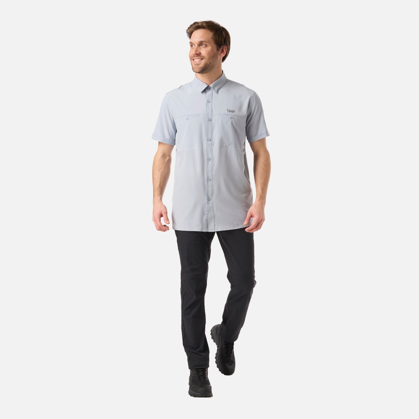 Camisa Hombre Wallace Short Sleeve Q-Dry Shirt Celeste Oscuro Lippi