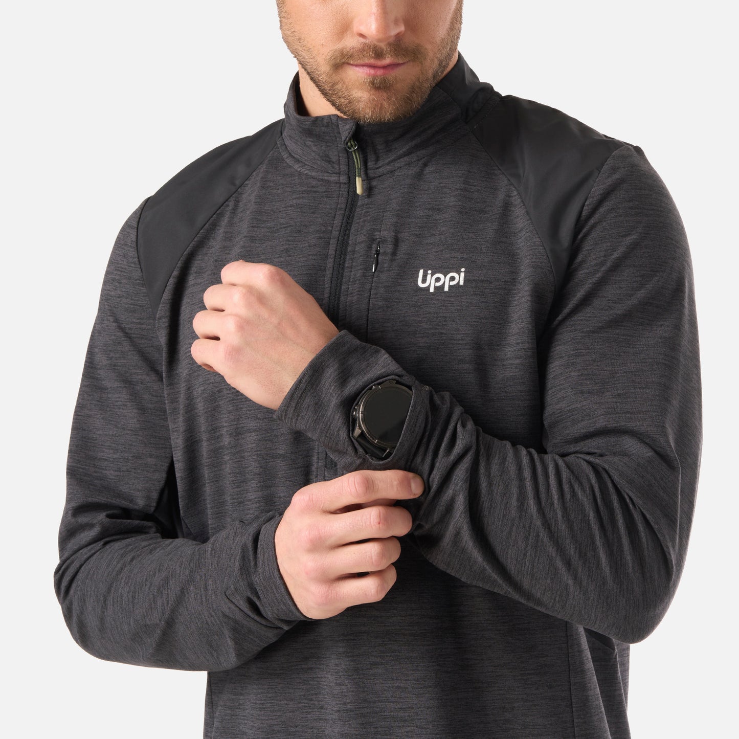 Polerón Hombre Egger 1/4 Zip Negro Lippi