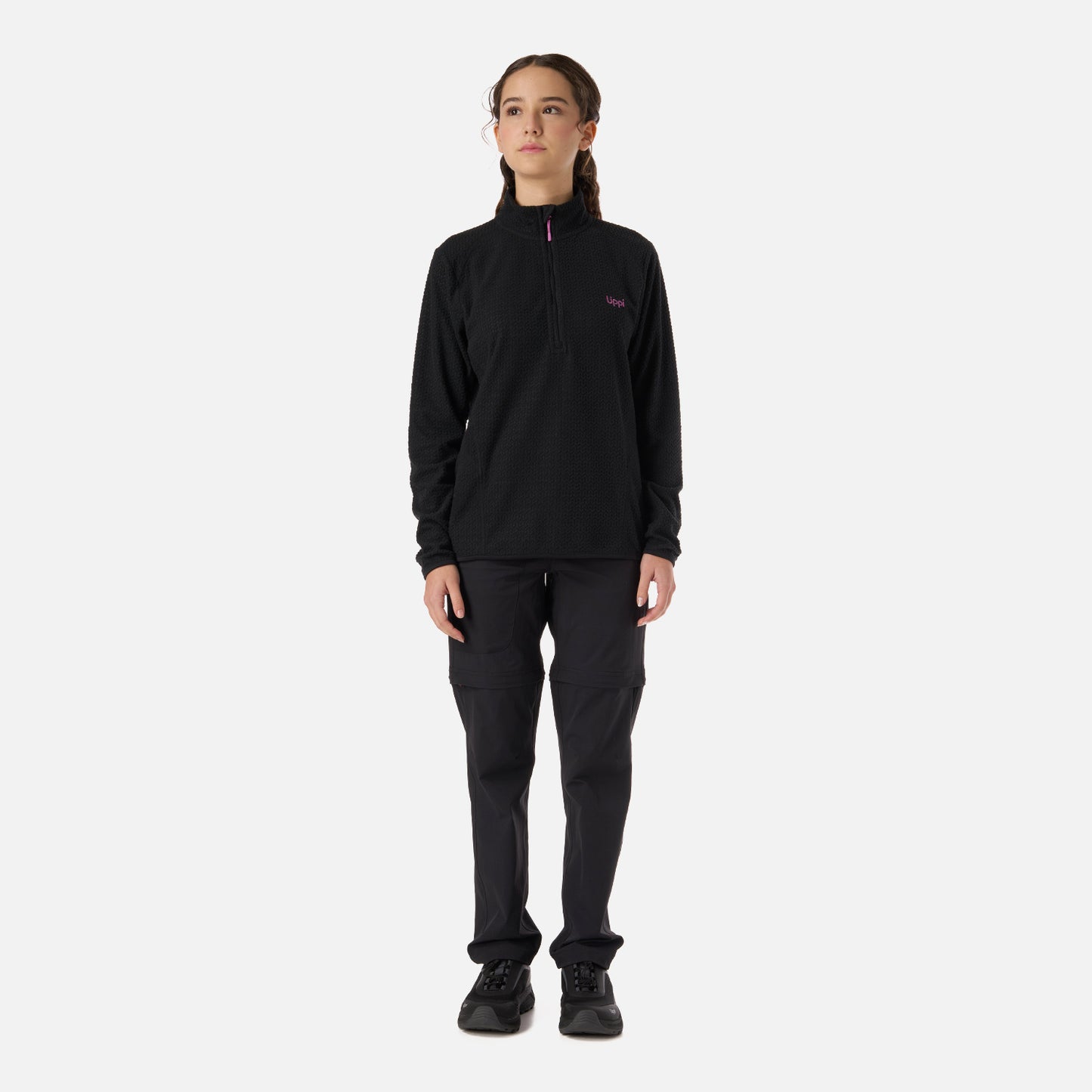 Polerón Teen Girl Mild Nano-F 1/4 Zip Negro Lippi