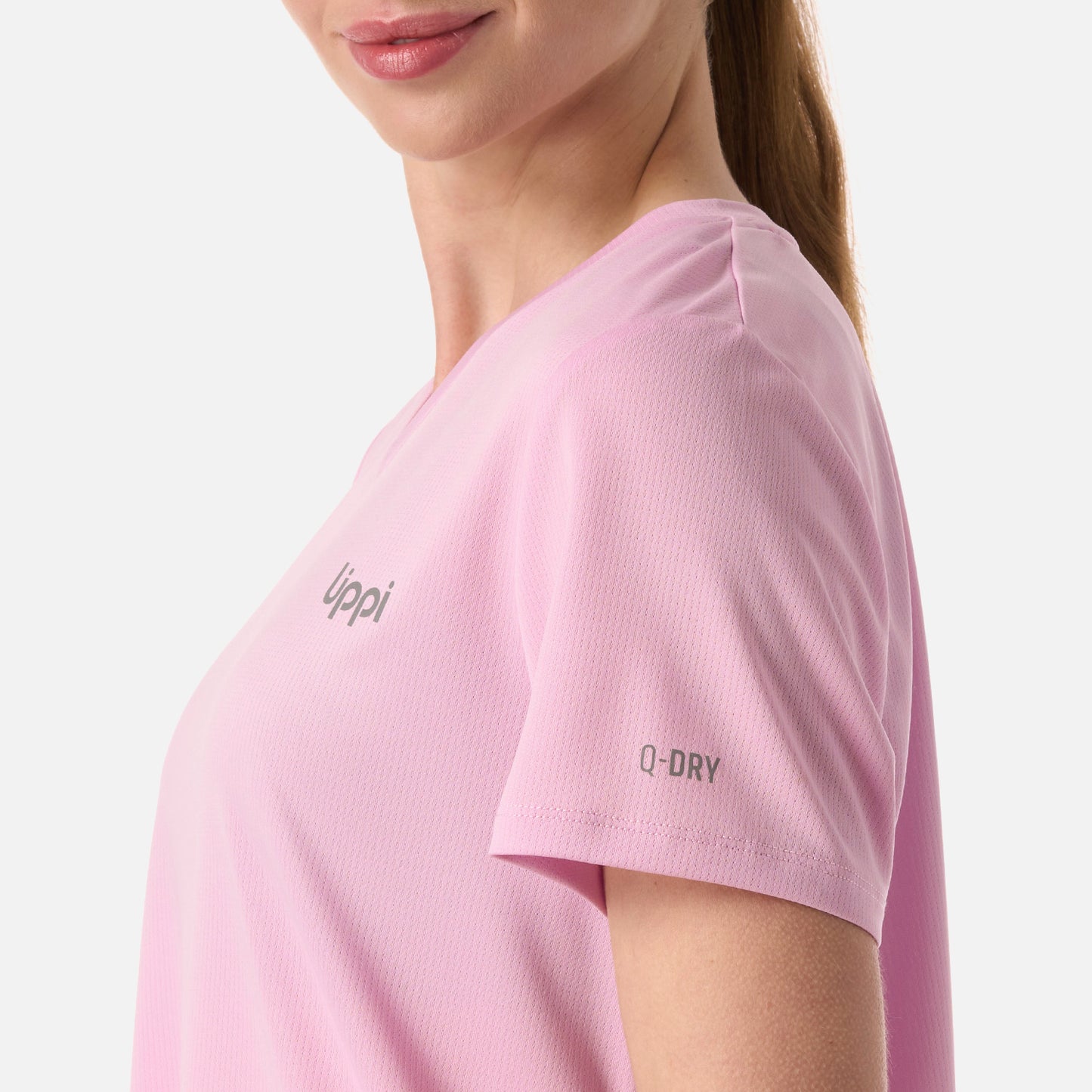 Polera Mujer Core V-Neck Q-Dry T-Shirt Rosa Lippi