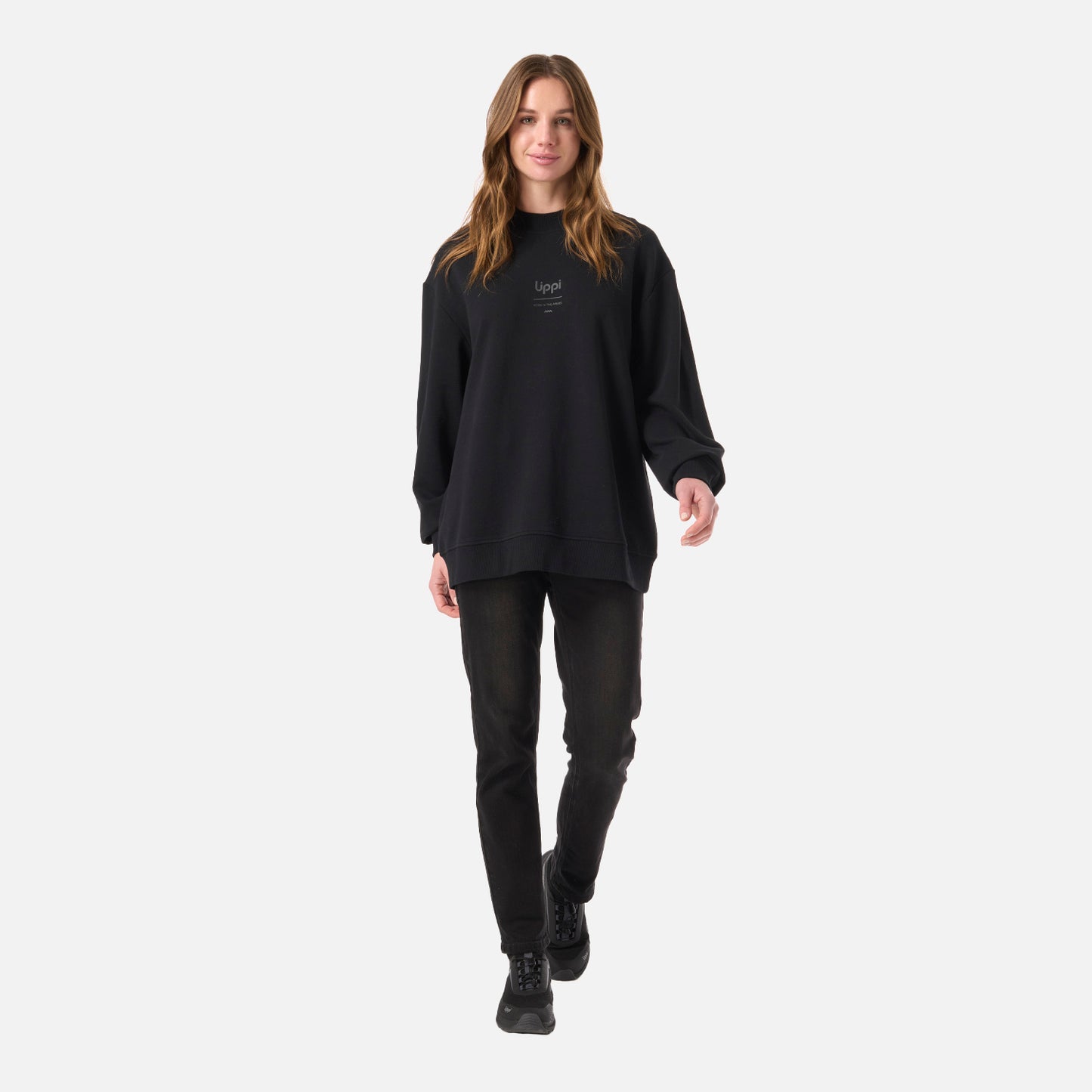 Polerón Mujer Ulmo Light Mid Point Crewneck Sweatshirt Negro Lippi