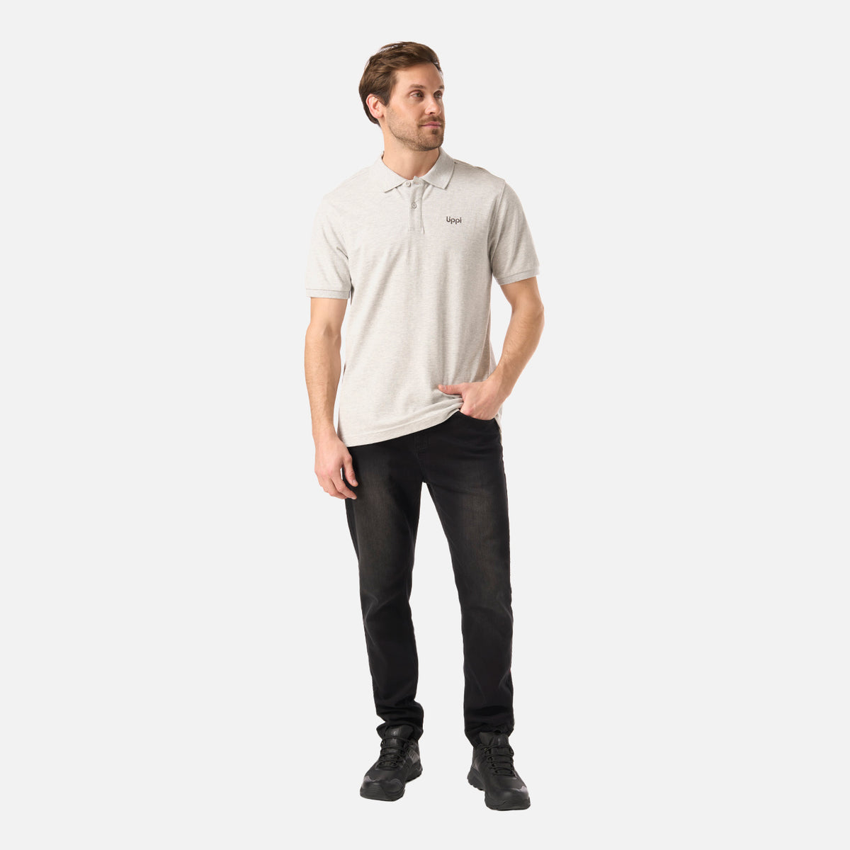Polera Hombre First Class Elastic Polo Melange Gris Lippi